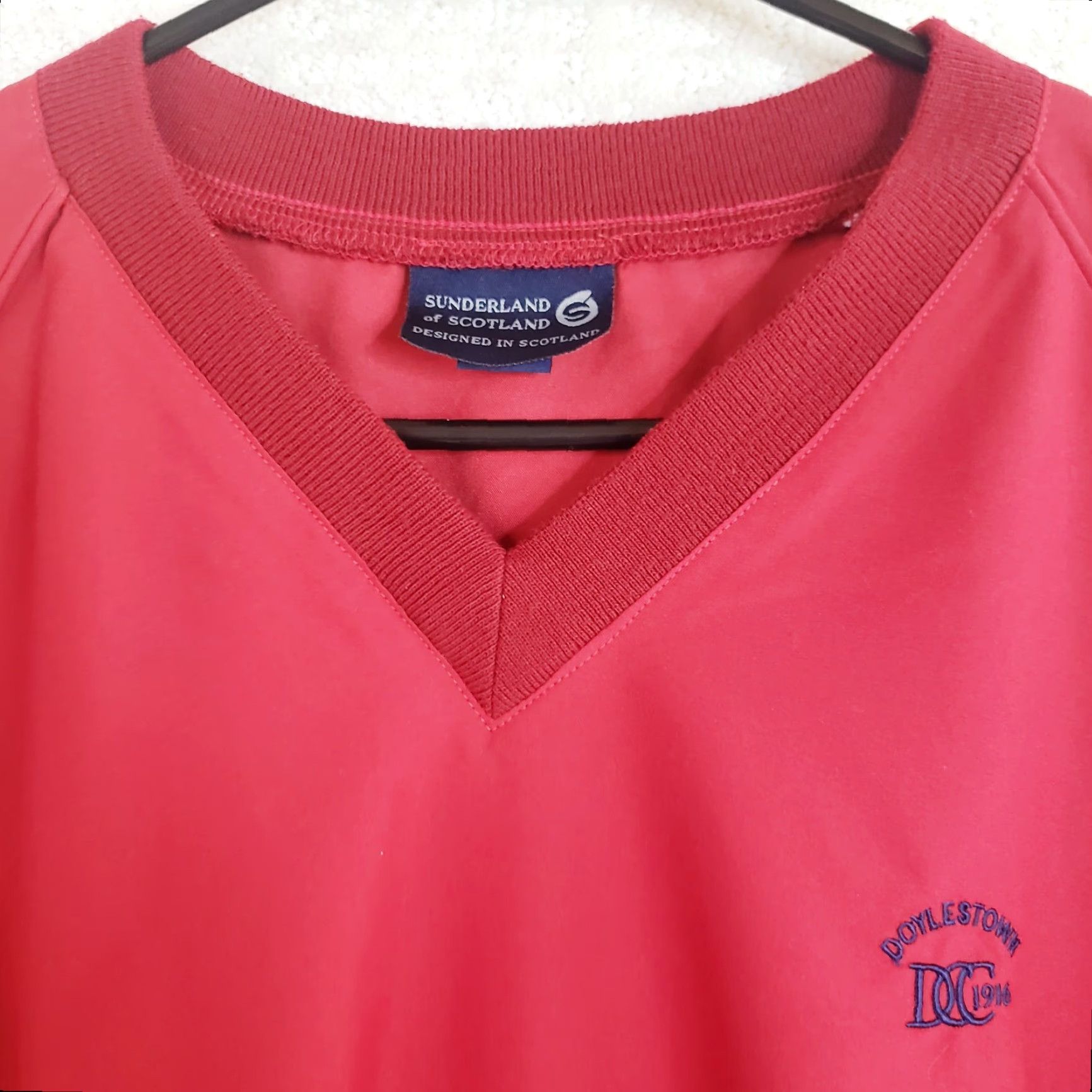 Rains Sunderland Of Scotland Men's L Jacket Windbreaker Golf Rain Pullover Red Nylon Vintage 90s Retro Logo Georgia Clr Mens Size US L / EU 52-54 / 3 - 4 Thumbnail