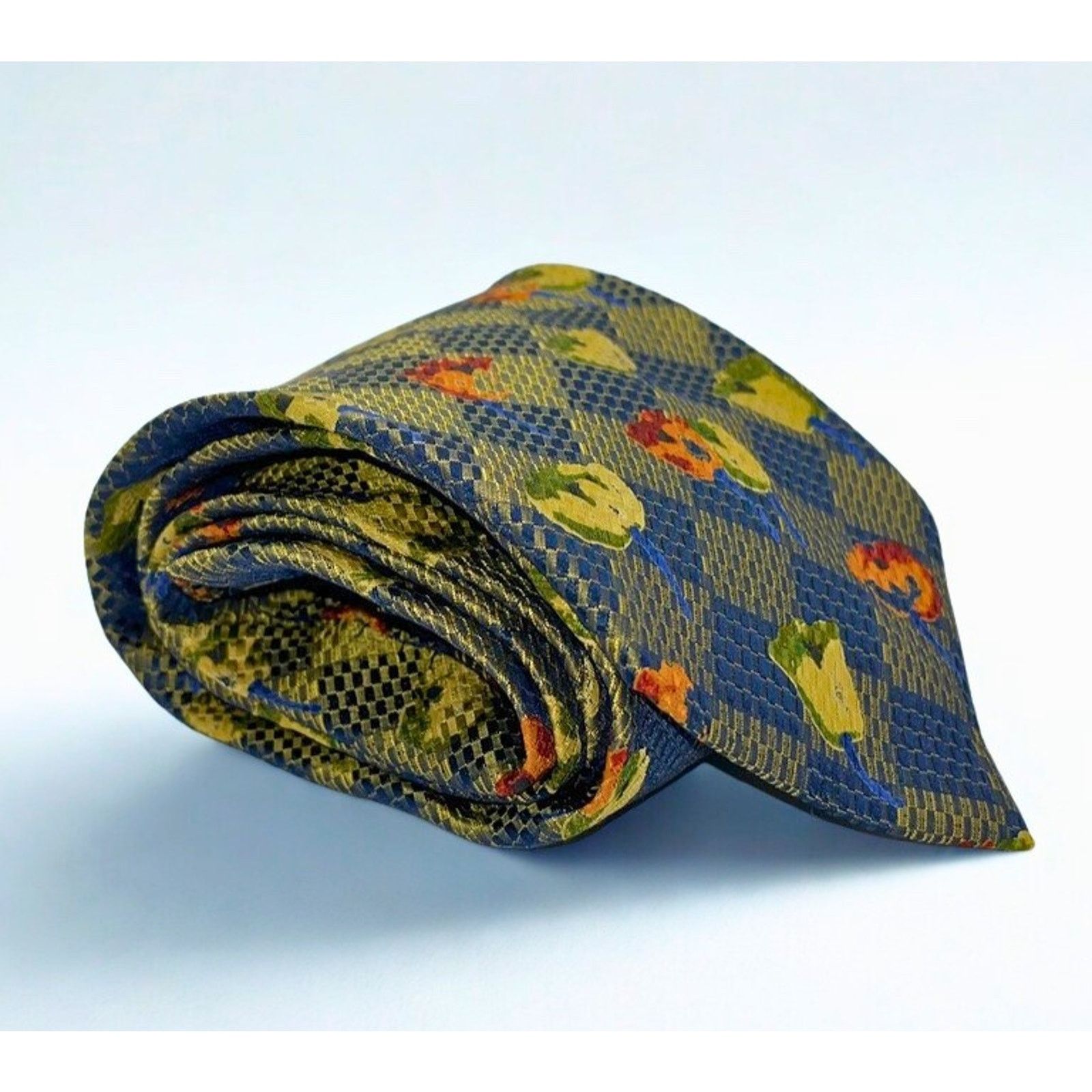 Ermenegildo Zegna Ermenegildo Zegna 100% Silk Tie Floral Diamond Pattern Italy Size ONE SIZE - 4 Thumbnail