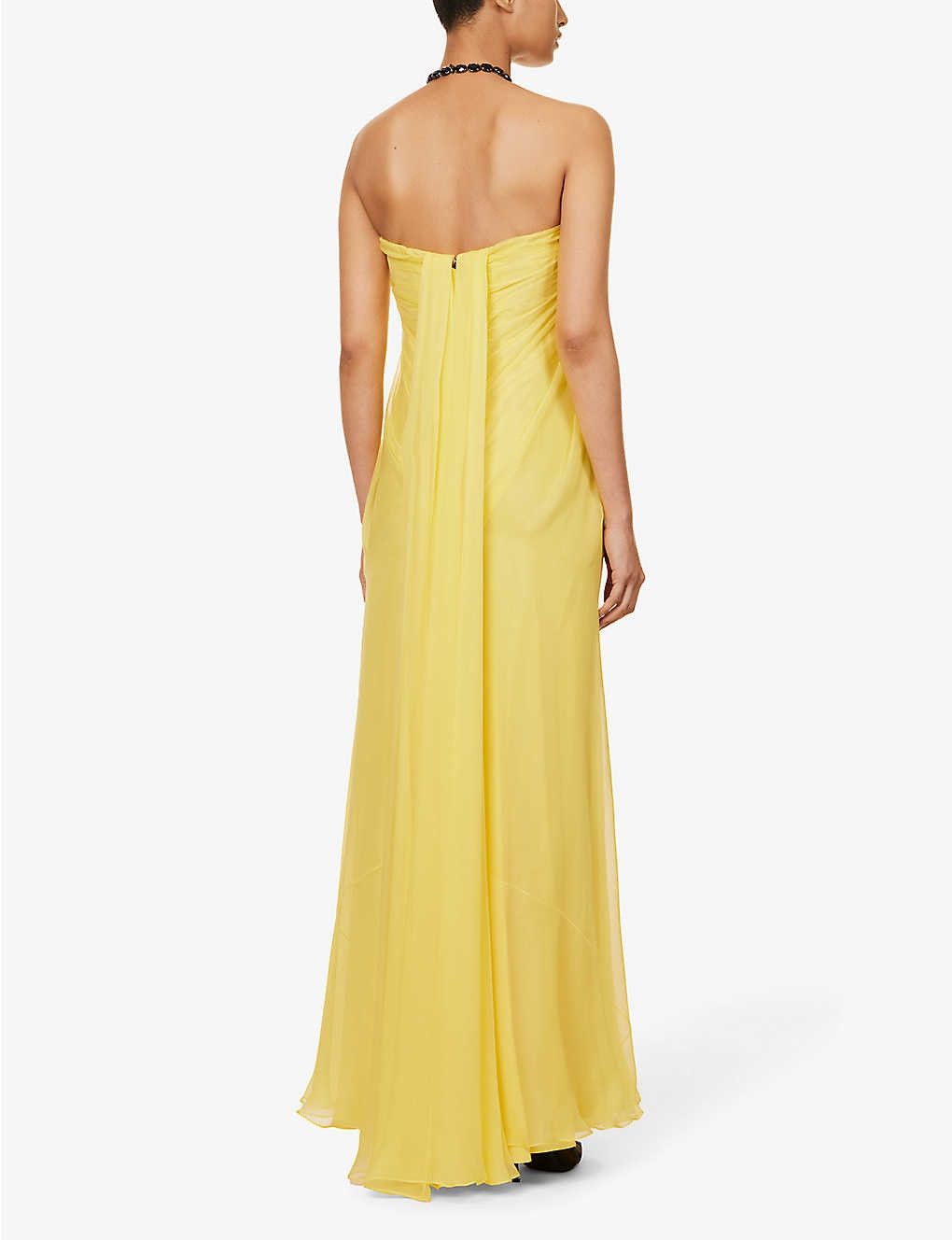 Alexander McQueen o1y0325 Maxi Dress in Yellow Size M / US 6-8 / IT 42-44 - 4 Thumbnail