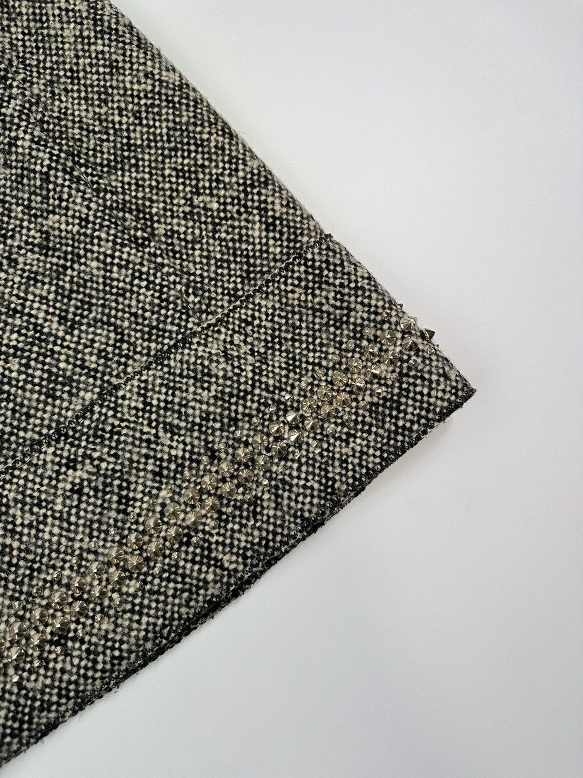 Miu Miu Miu Miu 00’s Grey Tweed Wool Skirt Strass Spike Nail Size 34" / US 12 / IT 48 - 6 Thumbnail