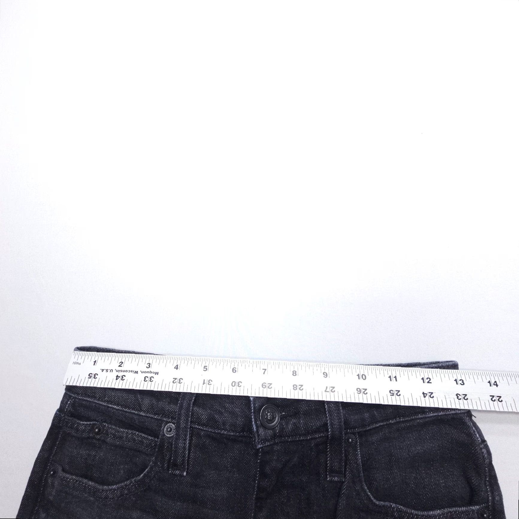 SLVRLAKE VINTAGE Slvrlake London Crop Jeans Womens Size 25 Underground High Rise Dark Black 5-Pocket Design USA Womens Jeans Size 42" / US 20 - 7 Thumbnail