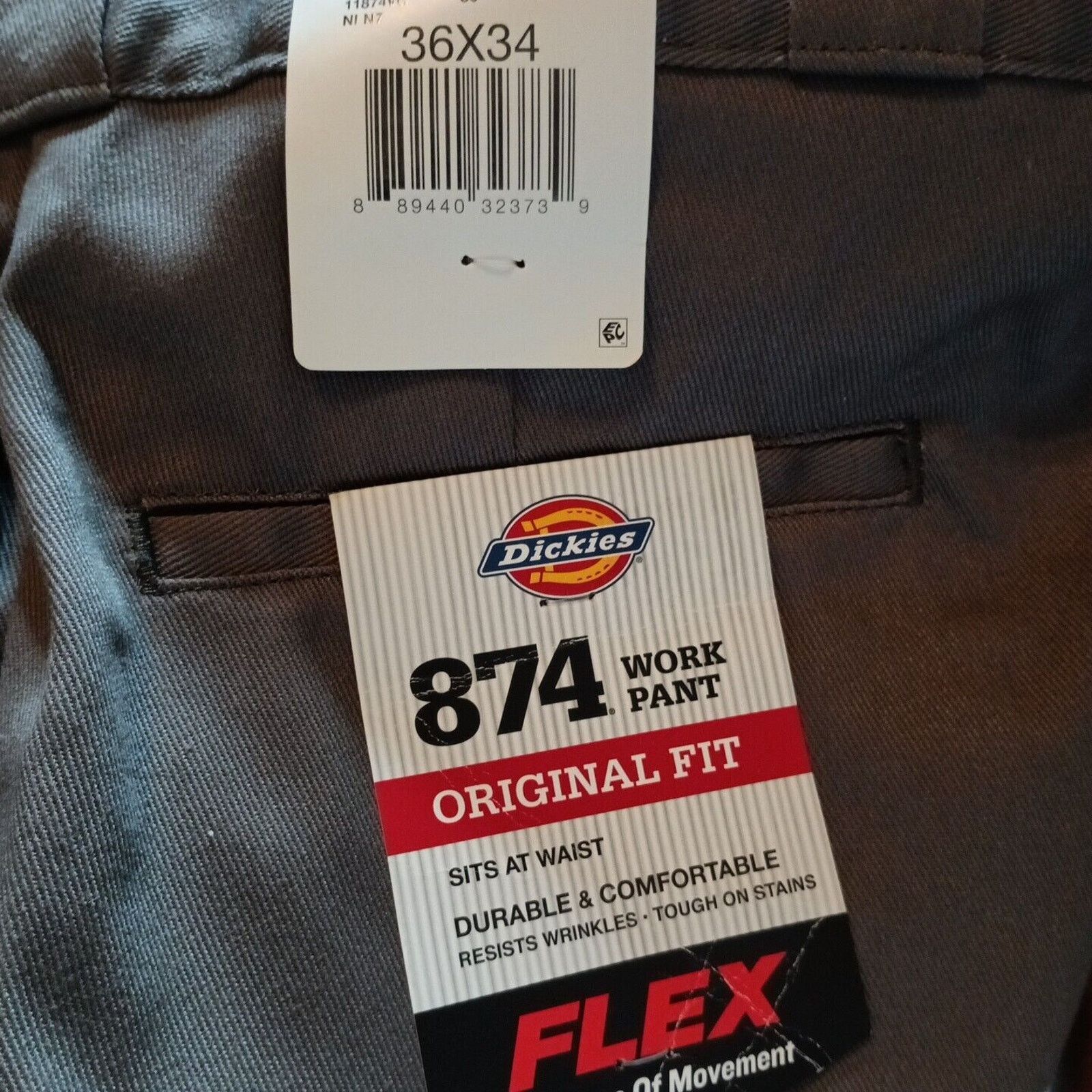 Dickies Dickies 874 Work Pants Men's 36x34 Flex Gray Original Fit Size US 36 / EU 52 - 4 Thumbnail