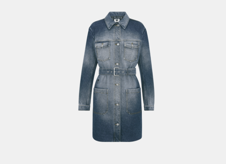 Dior o1w1db11225 452V59 Long Belted Jacket in Blue Size XL / US 12-14 / IT 48-50 - 1 Thumbnail