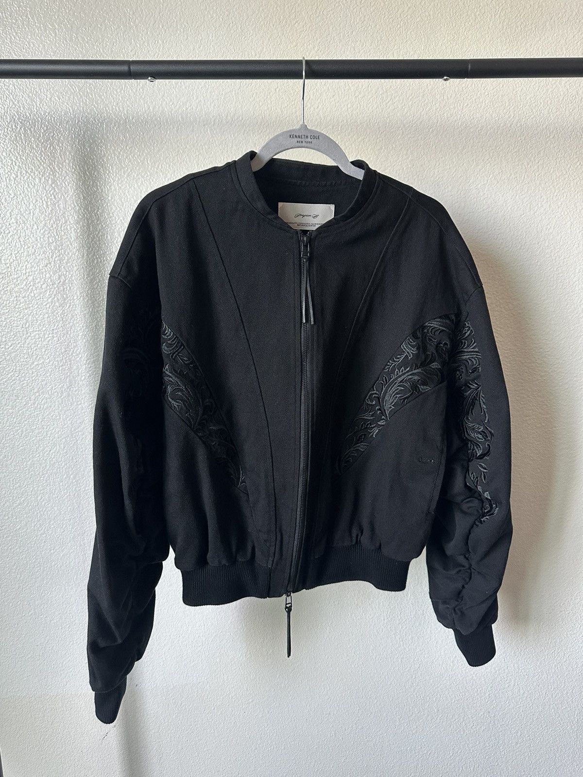 image of Professor E Embroidered Mega Bomber in Black, Men's (Size Medium)