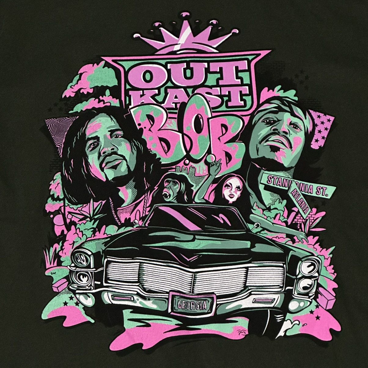 Rap Tees Outkast B.O.B. Stakonia Green Graphic Tee Size US M / EU 48-50 / 2 - 2 Thumbnail