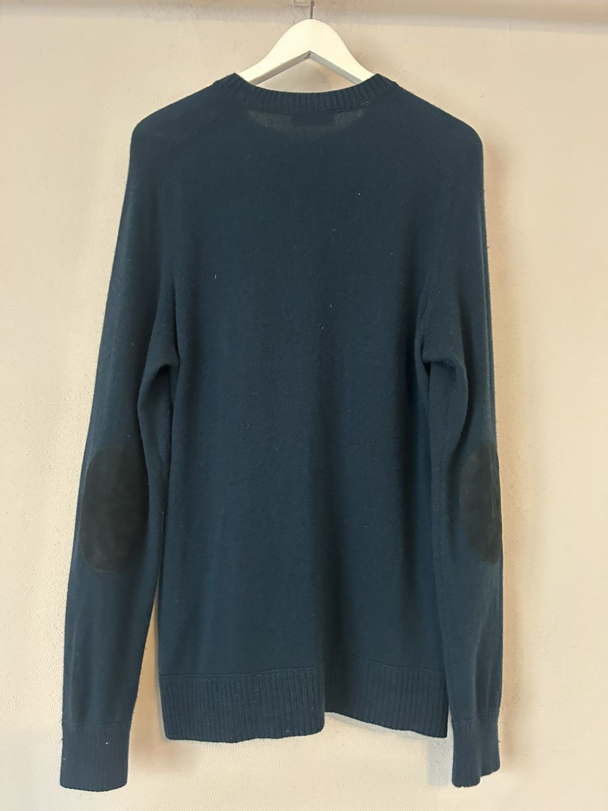Prada Blue Wool-Cashmere Sweater with Suede Elbow Patches Size US M / EU 48-50 / 2 - 6 Thumbnail