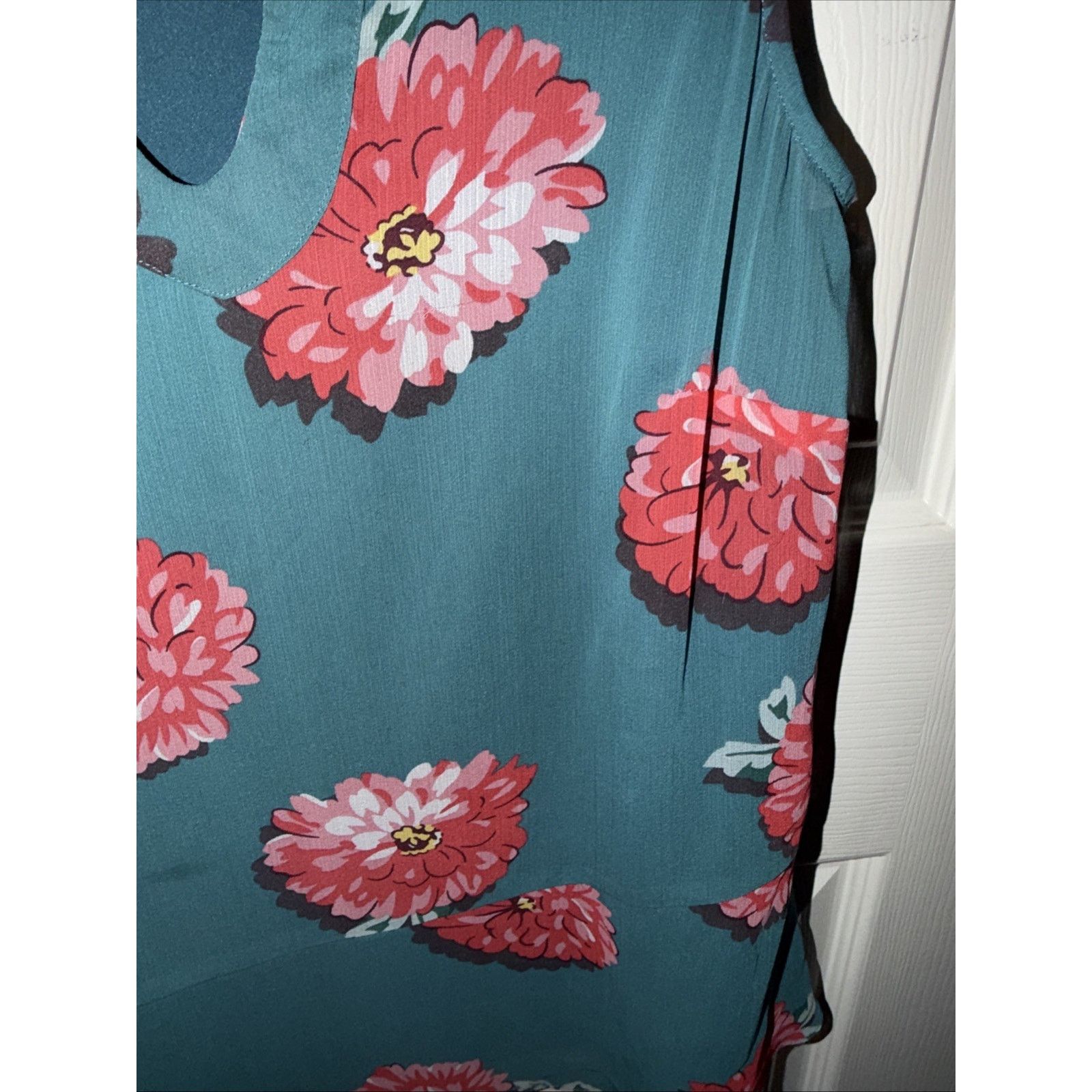 Canali CAbi #3445 Blushing Blouse Chiffon Sleeveless V-Neck Teal Size S / US 4 / IT 40 - 6 Thumbnail