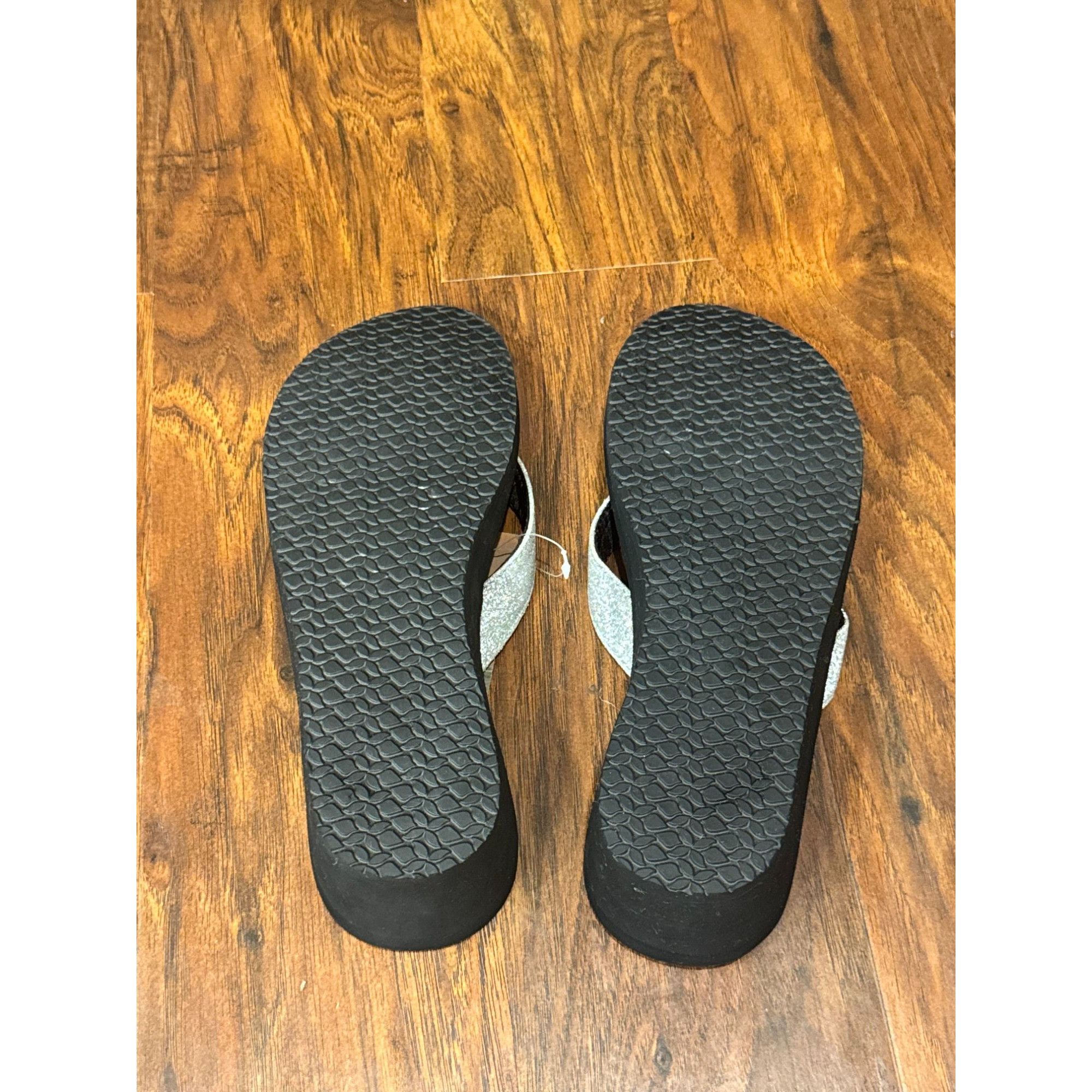 REEF NWT Reef Surf Womens Black Silver Star Hi Wedge Flip Flops P Size US 9 / IT 39 - 2 Thumbnail