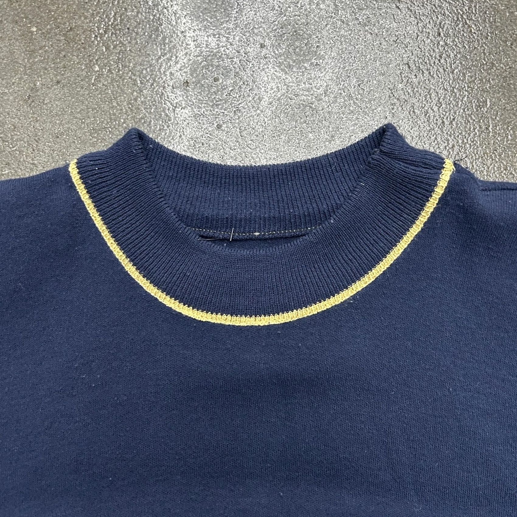 Vintage Navy Knit Pullover Womens Medium - Mock Neck Sweater Size S / US 4 / IT 40 - 2 Thumbnail