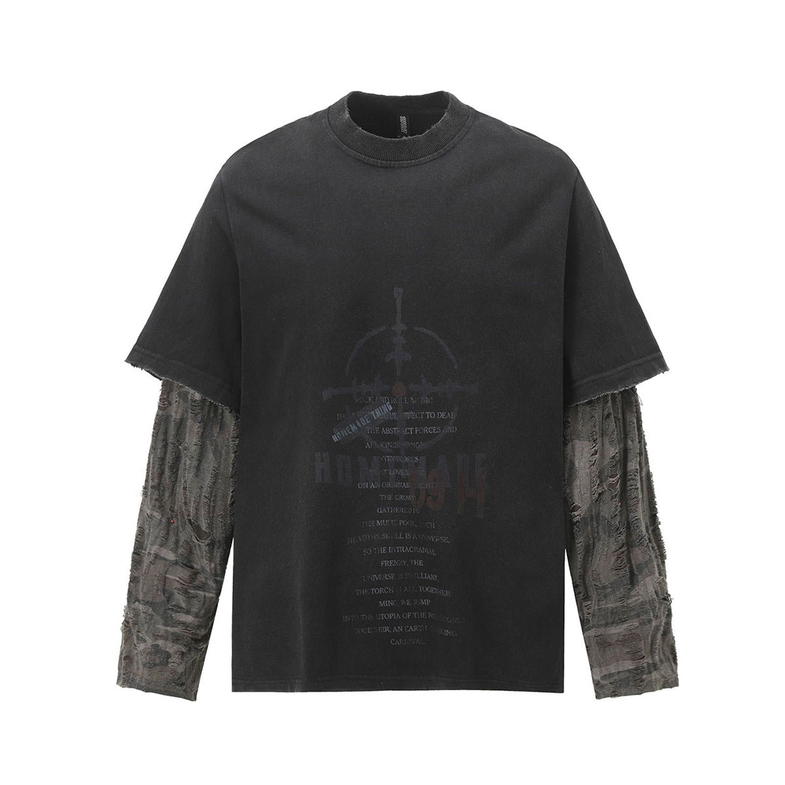 Vintage Layered Long Sleeve Graphic Tee, Streetwear Style Size US M / EU 48-50 / 2 - 2 Thumbnail