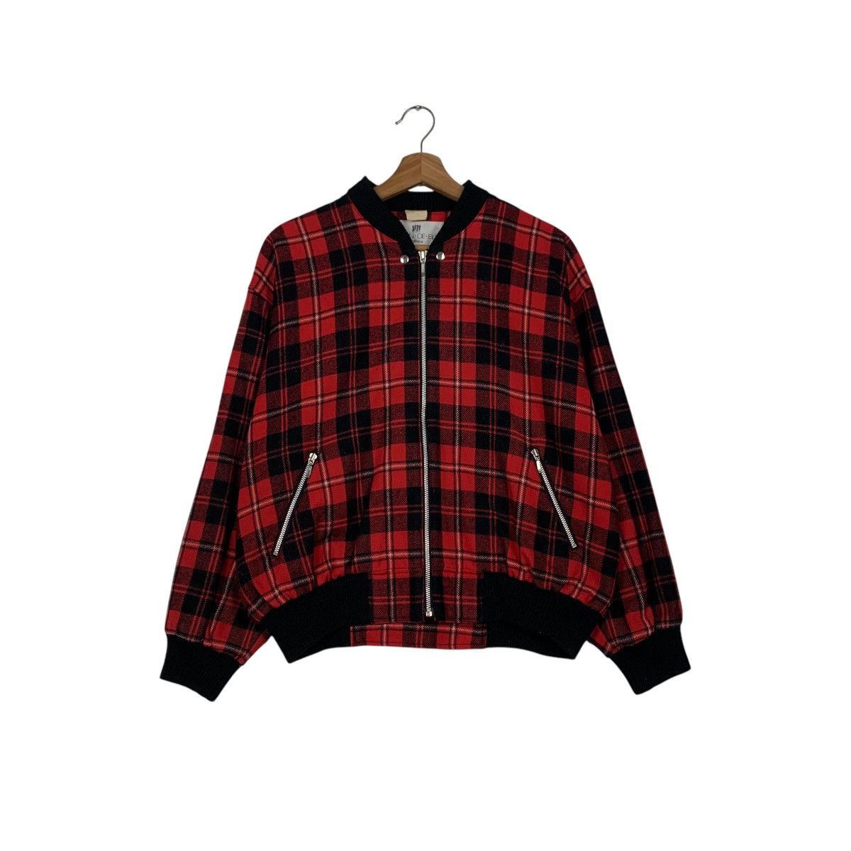 Japanese Brand SAISON DE ELLE SENSHUKAI Red Check Bomber Jacket #2302-C102 Size M / US 6-8 / IT 42-44 - 1 Thumbnail