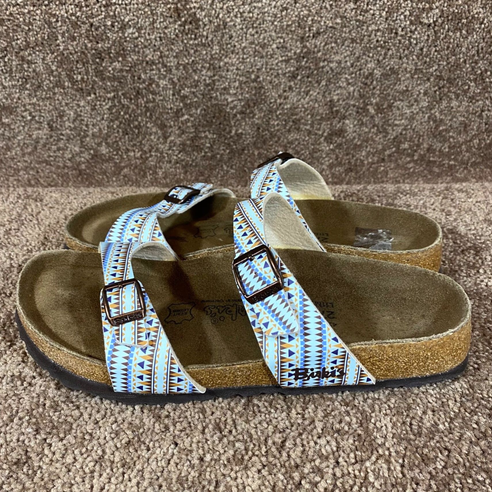 Birkenstock Birkenstock Arizona Sandals EU 42 Womens 11-11.5 Birkis Triangle RARE Print Leather Suede Buckle Adjustable Footbed Sandals Multicolor Size US 11 / IT 41 - 5 Thumbnail