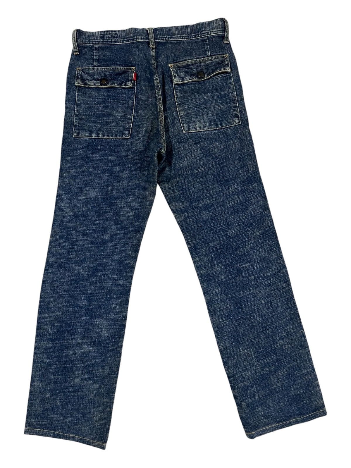 Indigo × Oni × Samurai Jeans Vintage 90s BARTACK 🇯🇵 Slub Indigo Denim Bush Denim Jeans Size US 30 / EU 46 - 5 Thumbnail
