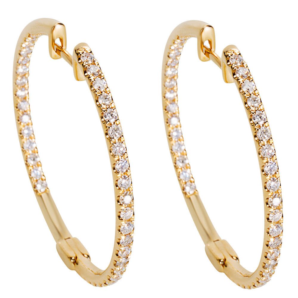 Diamond Hoop Earrings in 14K Yellow Gold (1.00 CTW)