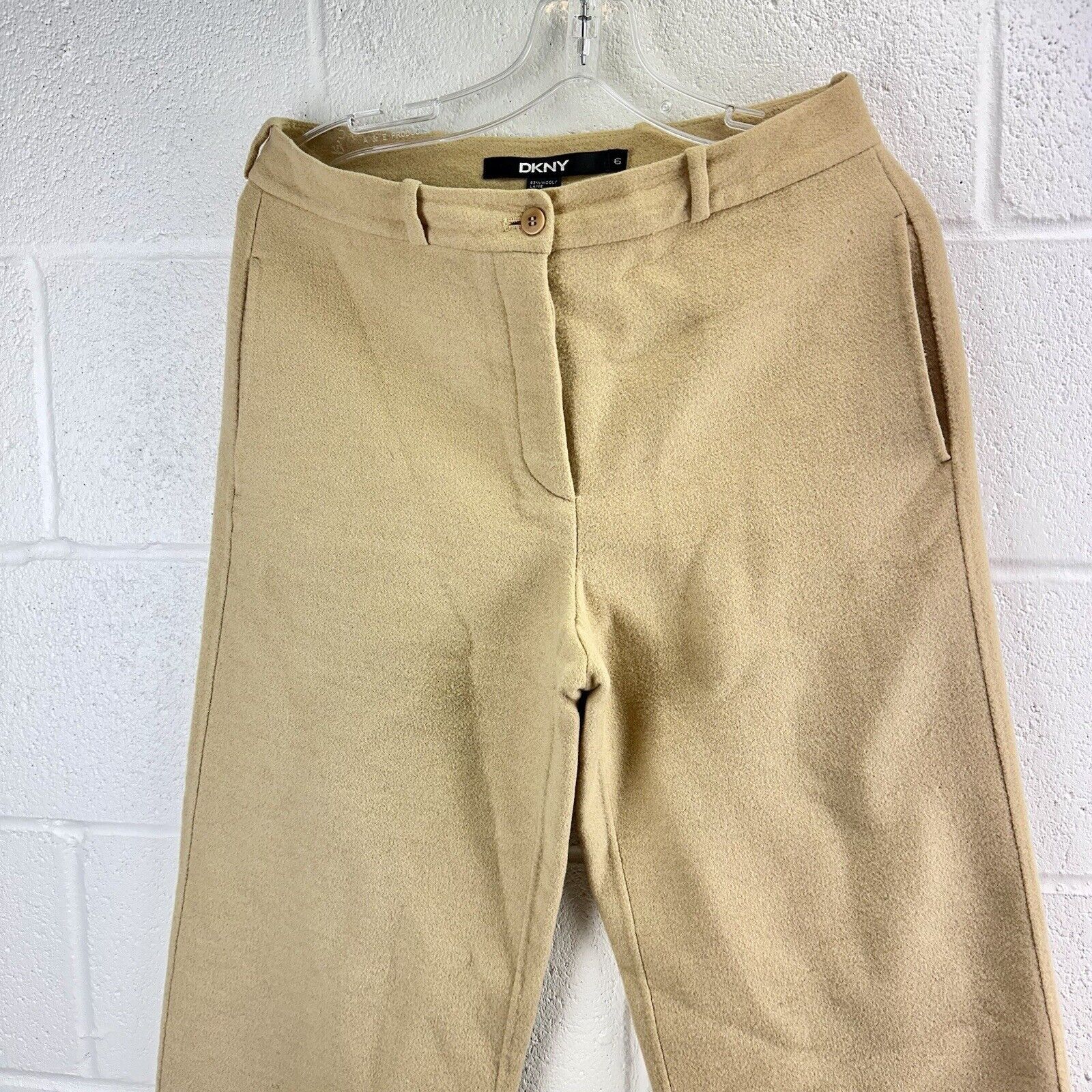 DKNY DKNY Beige Solid Wool Blend Women Flat Dress Pants Sz6 28x27 Size 28" / US 6 / IT 42 - 2 Thumbnail