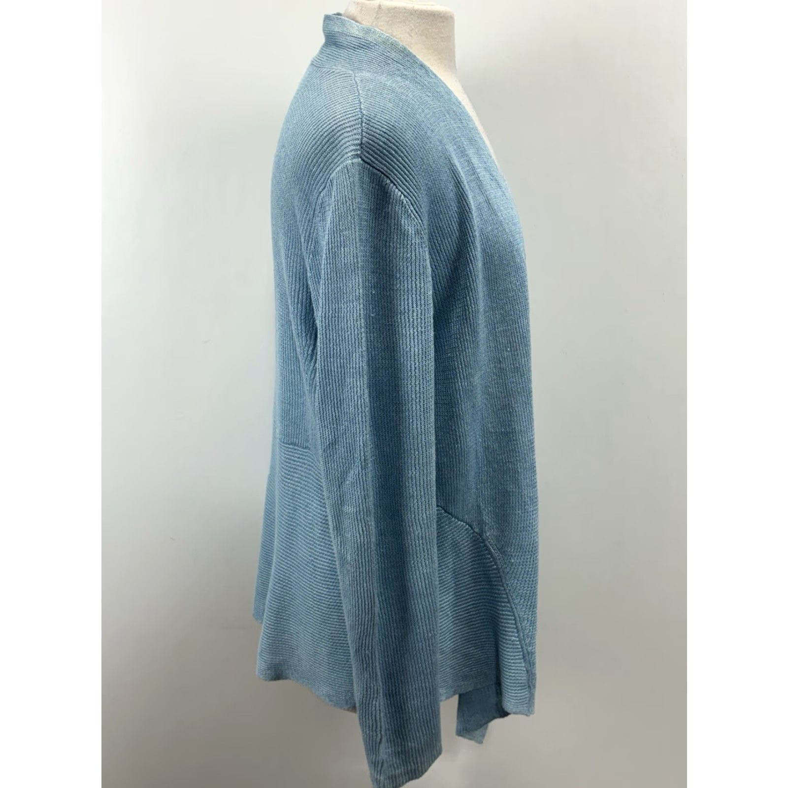 Eileen Fisher VINTAGE Eileen Fisher Cardigan Sweater XL Womens Blue Linen Knit Open Front Coastal Size XL / US 12-14 / IT 48-50 - 4 Thumbnail