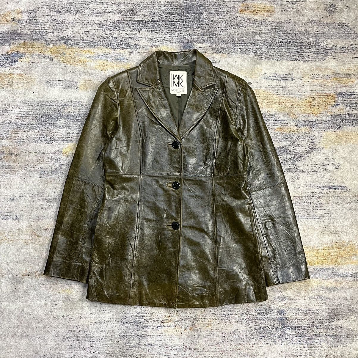Vintage michel klein blazer lewther jacket 3b