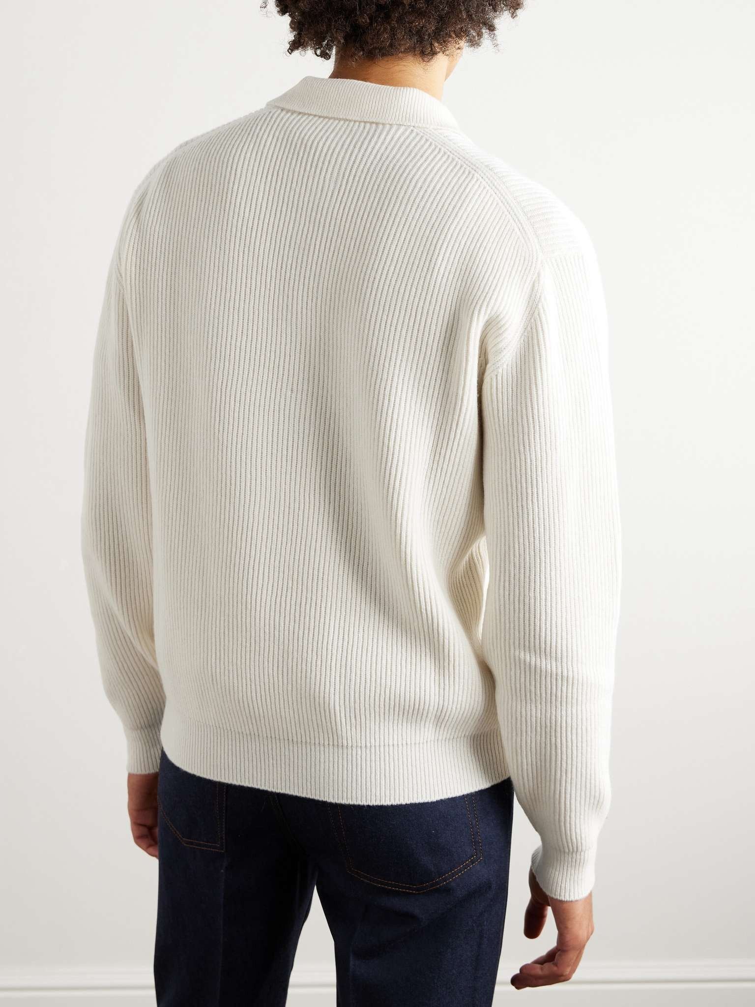 Loro Piana o1w1db10724 Leth Cashmere Polo Shirt in White Size US XL / EU 56 / 4 - 5 Thumbnail