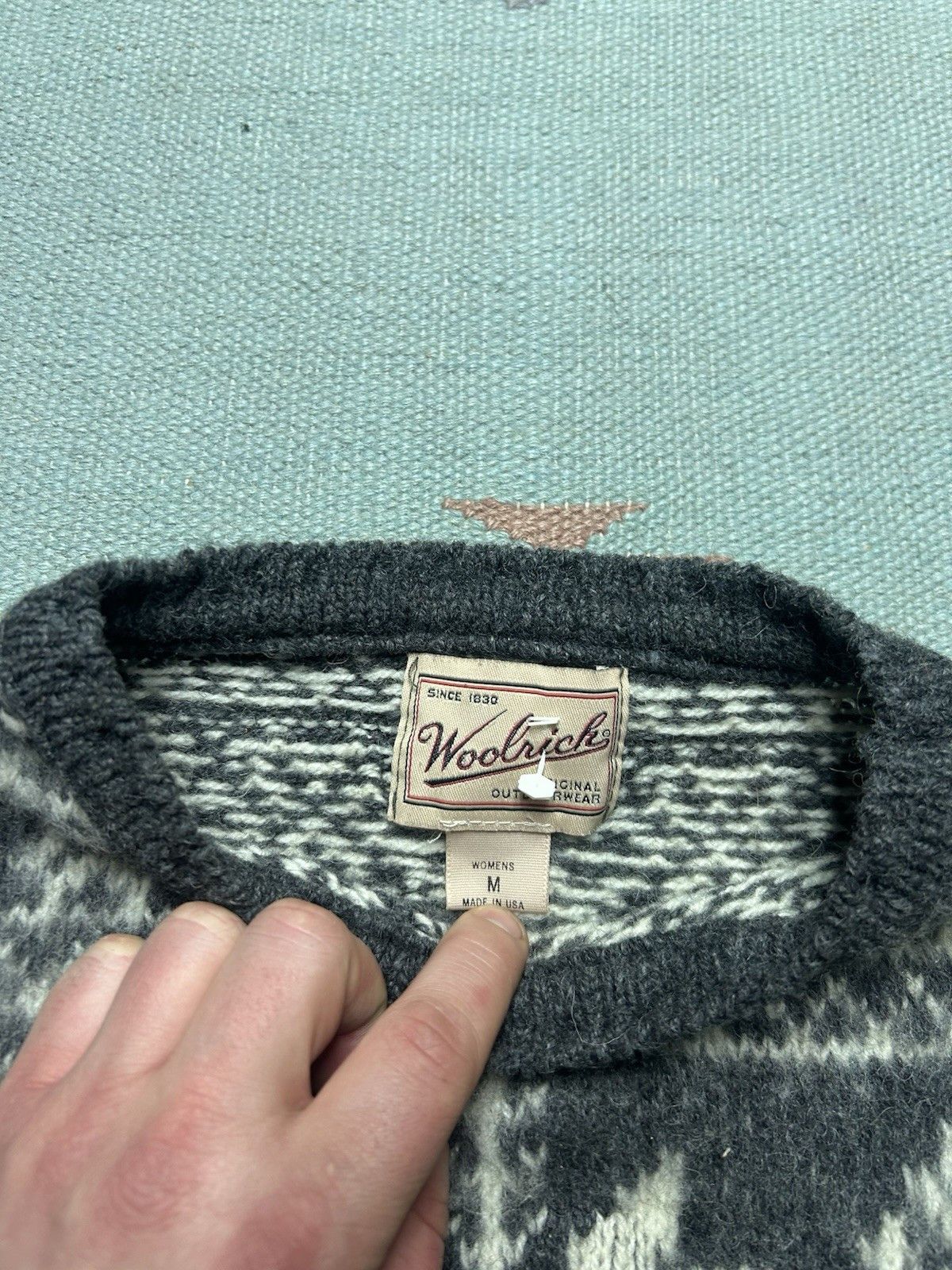 Vintage VTG Woolrich wool knit sweater snowflake fair isle medium Size XL / US 12-14 / IT 48-50 - 4 Thumbnail