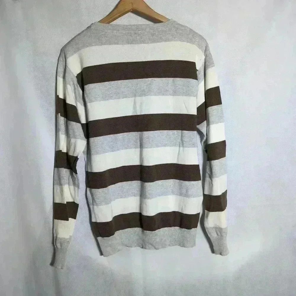 Cedarwood State Cedarwood State Striped Sweater Brown/Gray/White sz M 100% Size M / US 6-8 / IT 42-44 - 3 Thumbnail