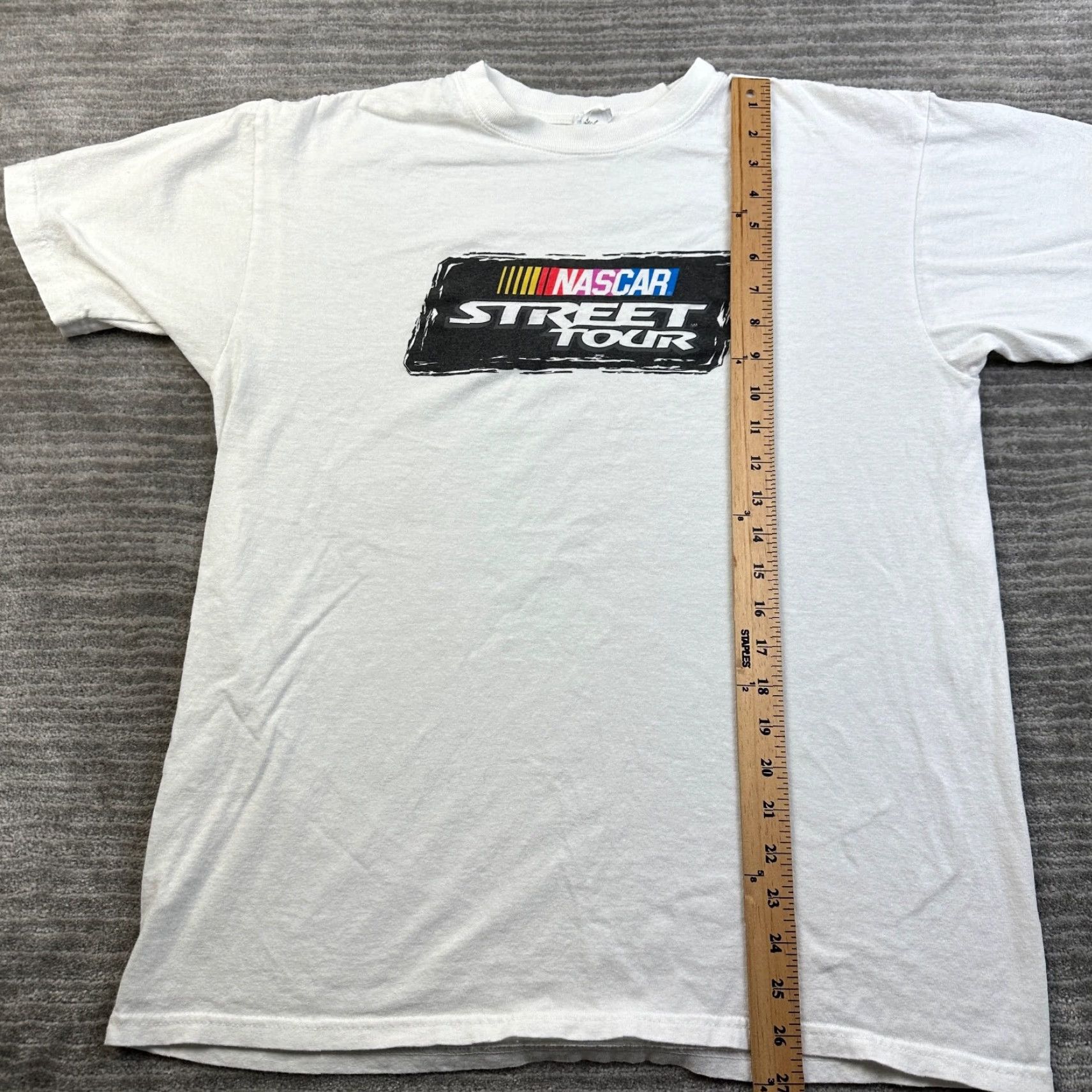 Anvil VINTAGE Nascar Street Tour Shirt Mens Large White Cotton Casual Racing Logo Adult Size US L / EU 52-54 / 3 - 6 Thumbnail