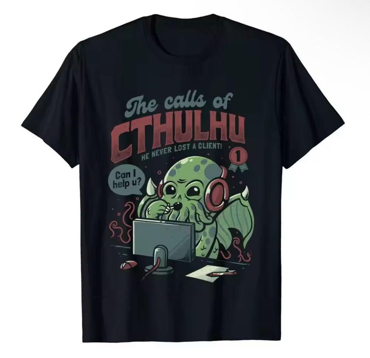Japanese Brand Call of Octopus Monster Cthulhu Trendy Graphic T-Shirt Size US XL / EU 56 / 4 - 1 Thumbnail