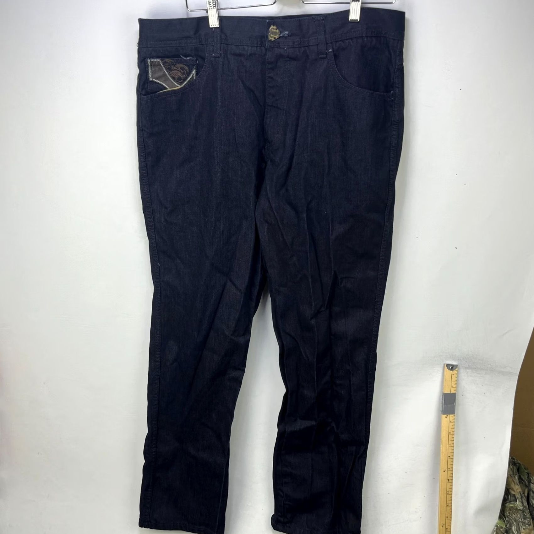 Pelle Pelle VINTAGE Pelle Pelle Jeans Baggy Skull Crest Blue 38 Mens Size US 38 / EU 54 - 4 Thumbnail