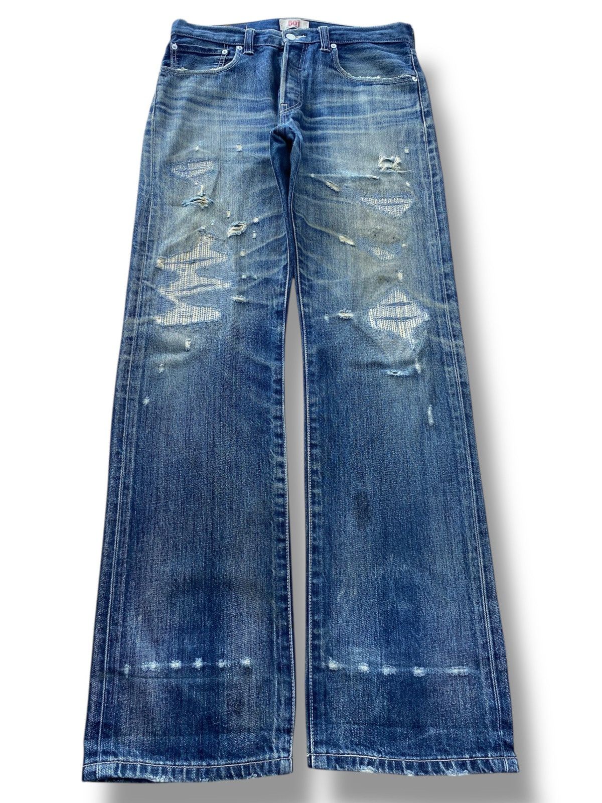 Levi's Levi’s 501 Distressed Patch Work Style Baggy Jeans Size US 33 - 1 Thumbnail