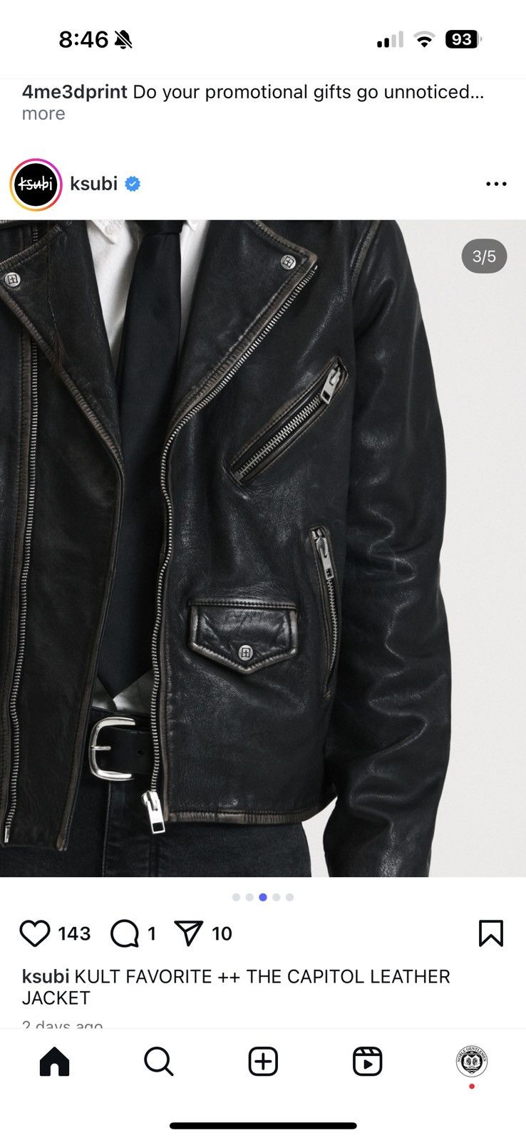 Ksubi Sott Capital Leather Size US M / EU 48-50 / 2 - 7 Thumbnail