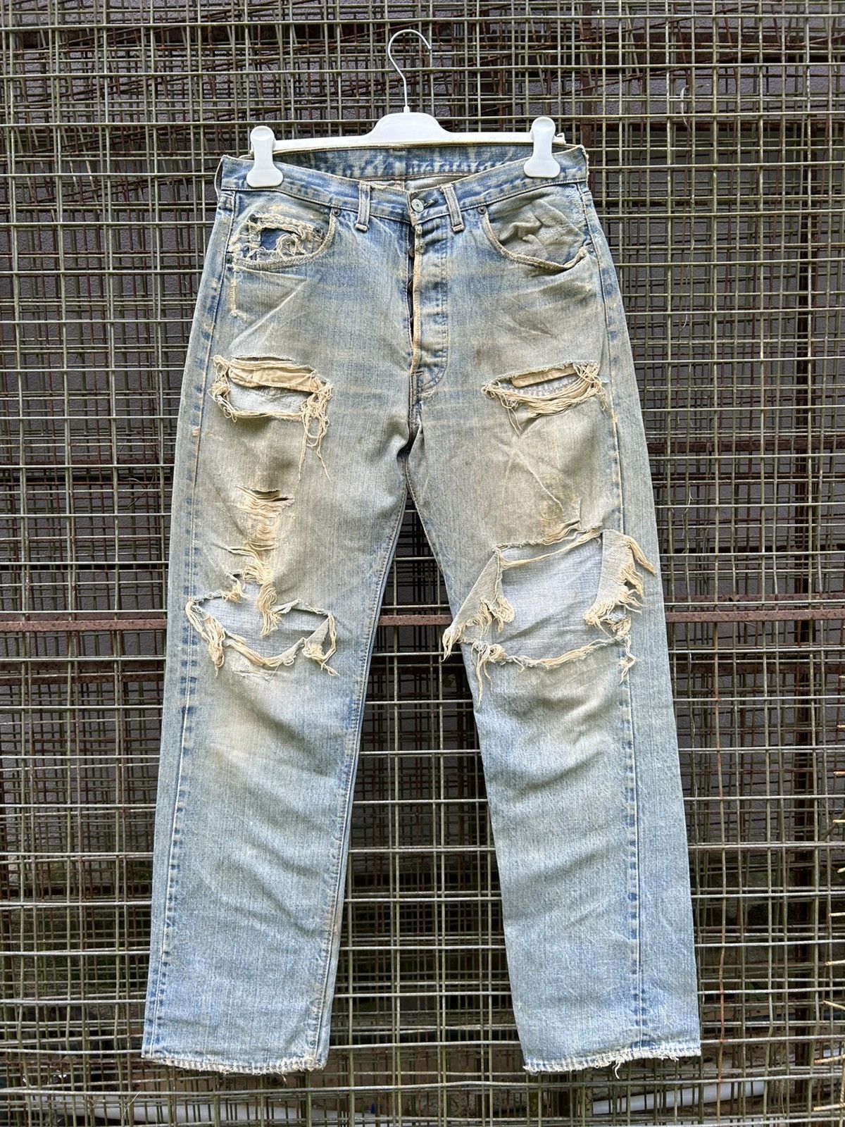 Levi's × Vintage 70's THRASHED Levi's 6 Reconstructed Repair Denim Size US 33 - 1 Thumbnail