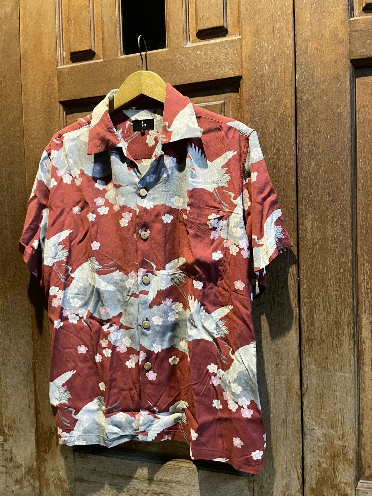 70s Rare Vintage Sukajan Bird 100% Rayon Button Shirt