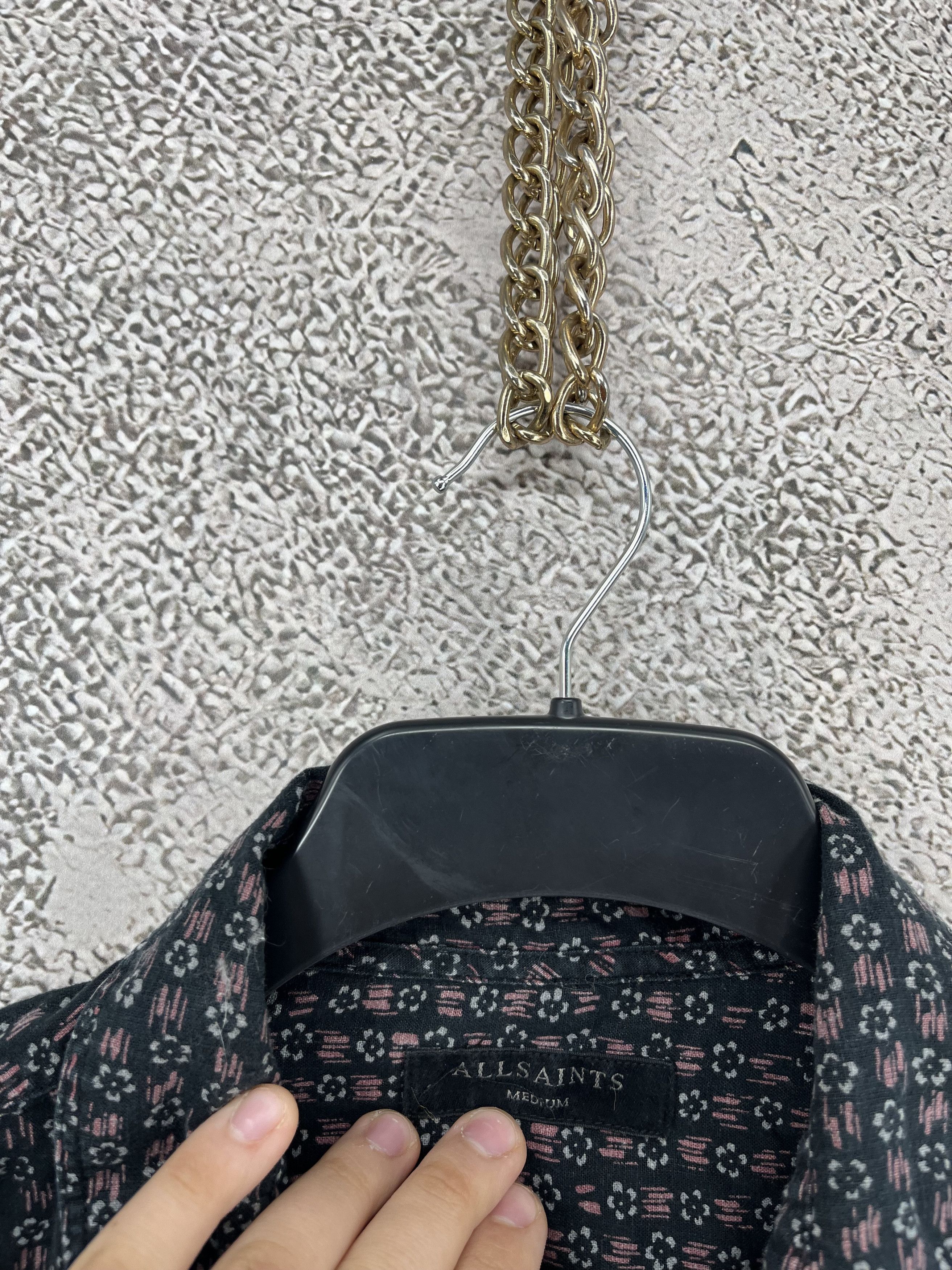 Allsaints AllSaints Gray Button Up Floral Geometric All Over Print Size US M / EU 48-50 / 2 - 7 Thumbnail