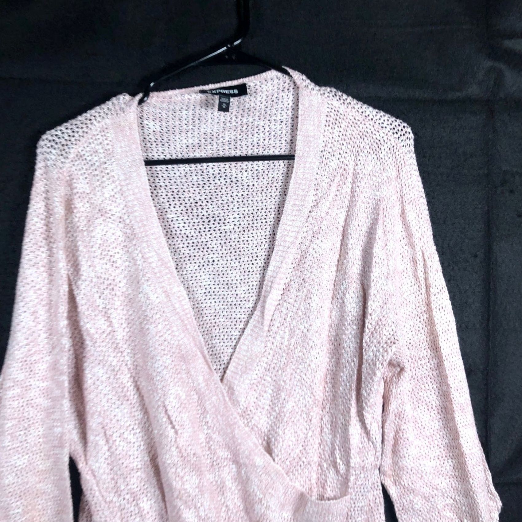 Express Express Women Sweater Pink Deep V Wrap Long Sleeve Knit Acrylic Blend Medium Size M / US 6-8 / IT 42-44 - 2 Thumbnail