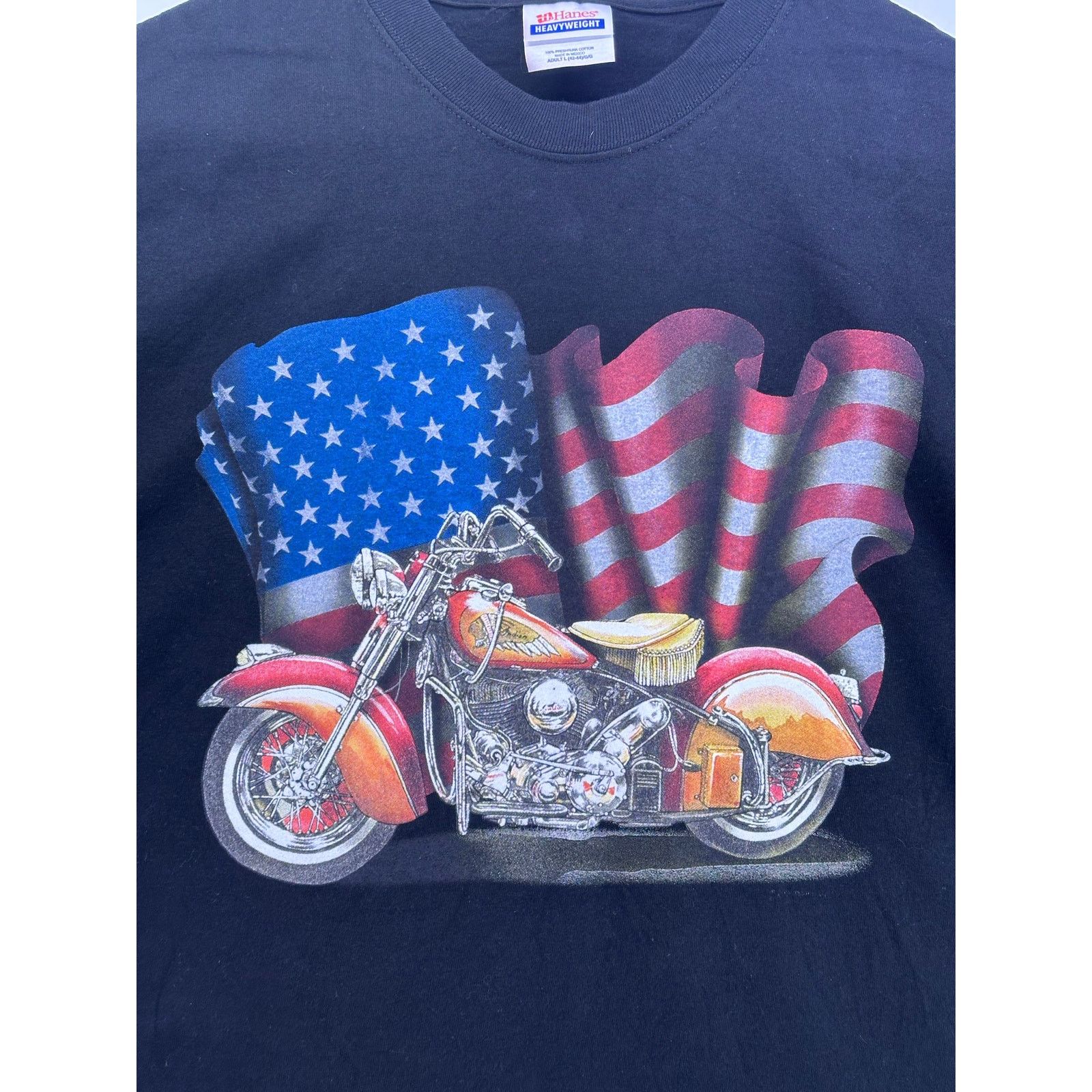 Hanes Hanes Heavyweight Indian Motorcycle With American Flag Sz L Size US L / EU 52-54 / 3 - 5 Thumbnail