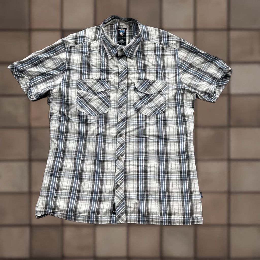 Vintage KUHL Shirt Mens M Gray Blue Plaid Short Sleeve Button Front Western Outdoor Size US M / EU 48-50 / 2 - 1 Thumbnail