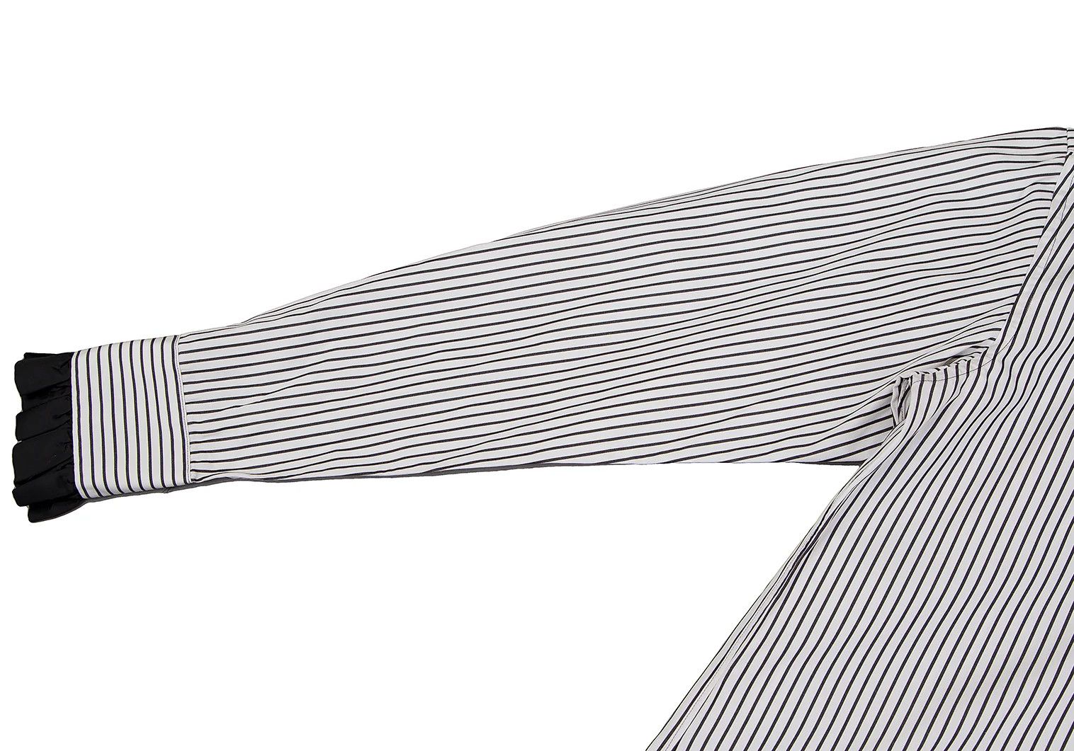 Comme des Garcons Homme Plus Striped Frill Decor Shirt in Black and White, Size XS Size US XS / EU 42 / 0 - 5 Thumbnail