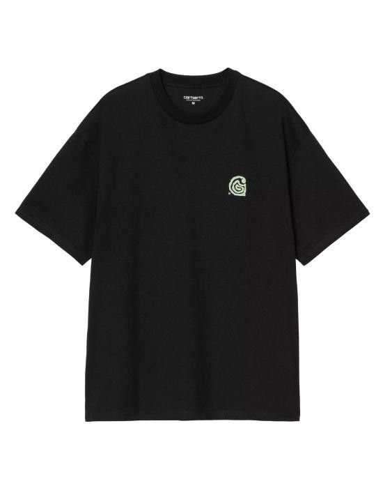 Tシャツ・カットソー CARHARTT WIP Men T-shirt Black I034643 89XX CARHARTT S/S LOGO T-SHIRT Black（カーハート ショートスリーブ