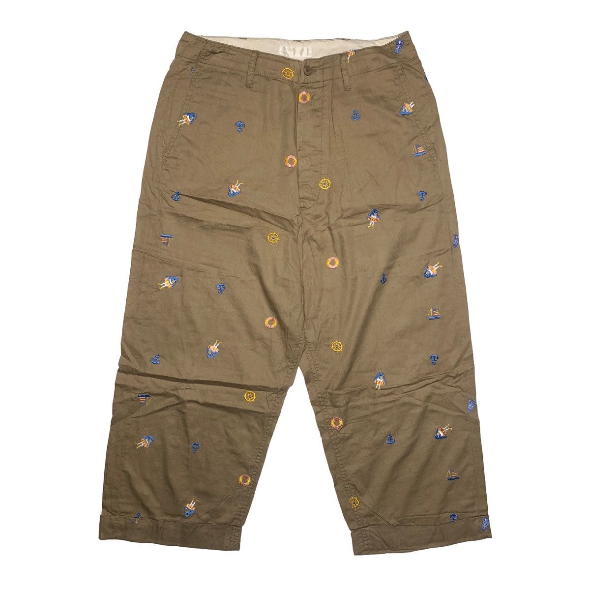 Beams Japan Japanese Brand Embroidered Nautical Shorts Khaki Beach Size US 31 - 1 Thumbnail