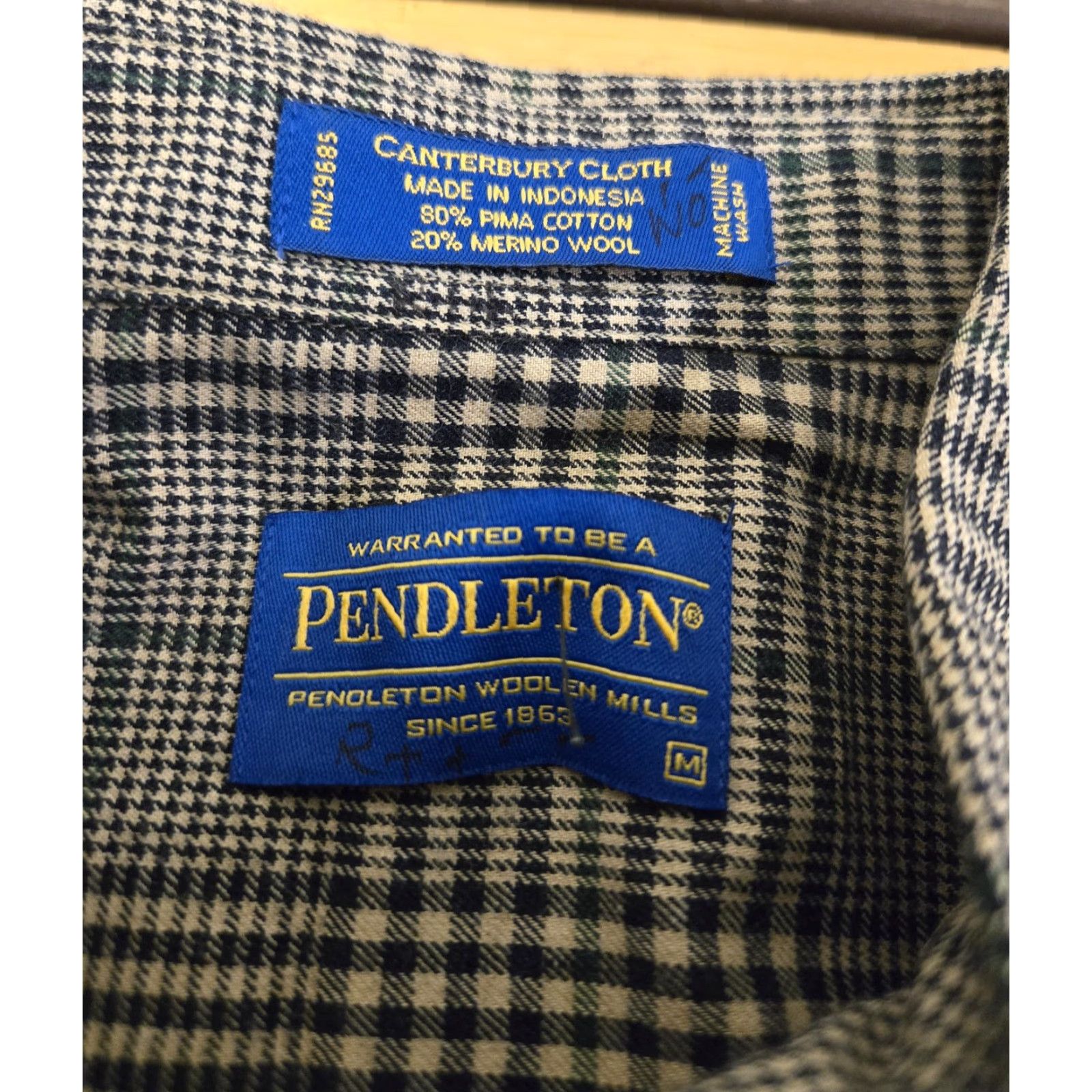 Pendleton VINTAGE Pendleton Shirt Mens M Glen Plaid Canterbury Cloth Merino Wool Pima Wood? Size US M / EU 48-50 / 2 - 4 Thumbnail