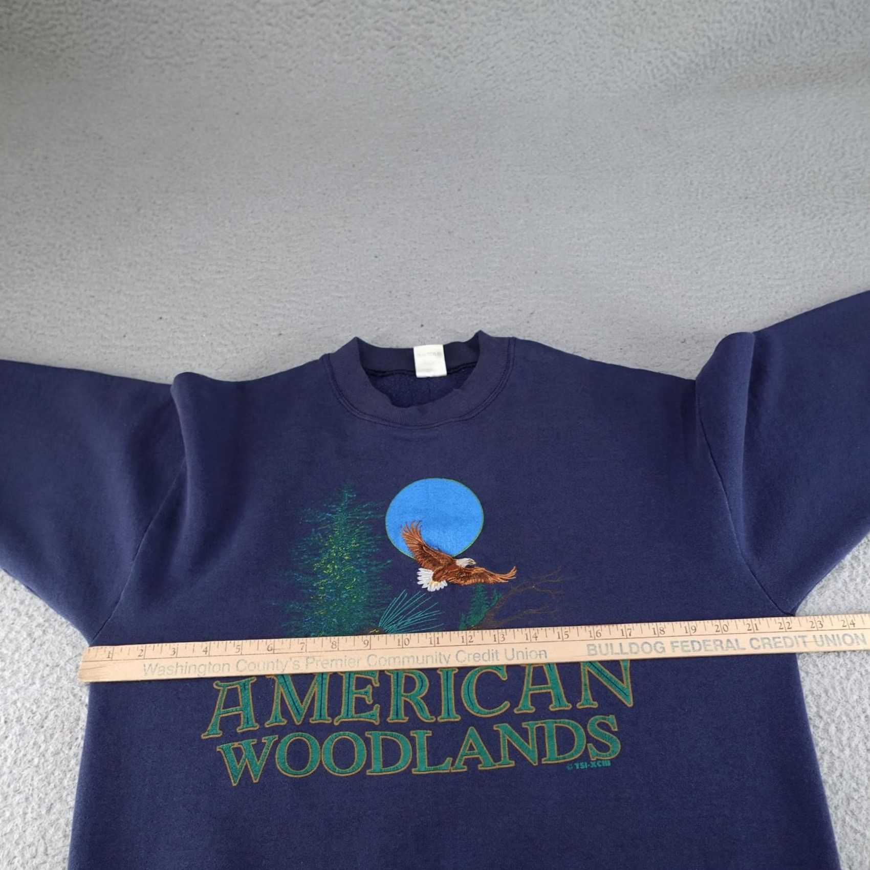 Fruit Of The Loom VINTAGE Bald Eagle Sweatshirt Mens Large Blue 90s Pullover American Woodlands Nike? Size US L / EU 52-54 / 3 - 7 Thumbnail