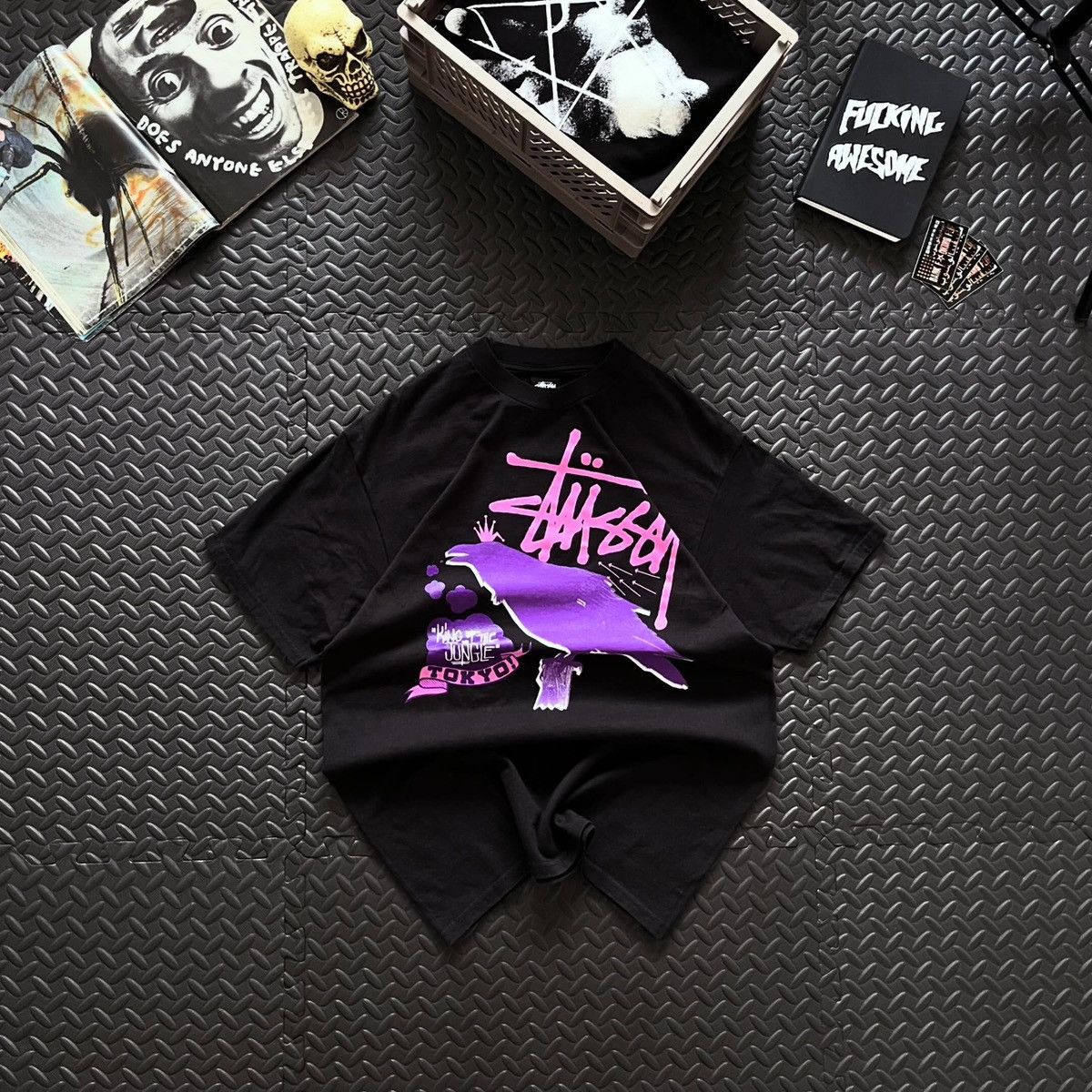 Streetwear × Stussy × Vintage Vintage Stussy Lightning Print T 