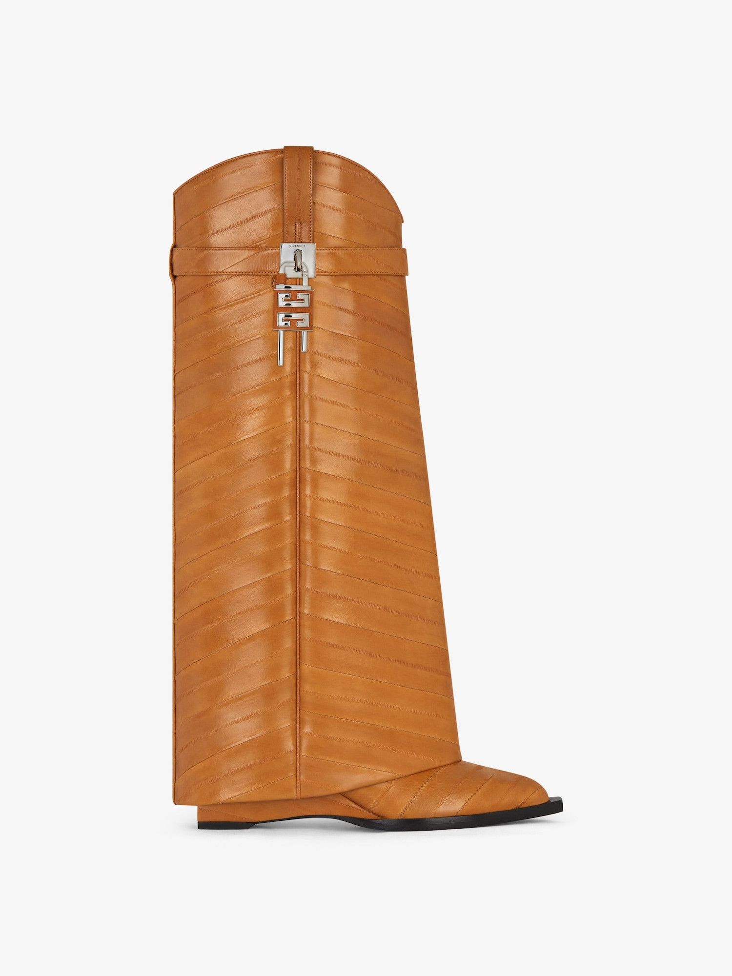 Shark Lock Cowboy High Boots 60mm in camel