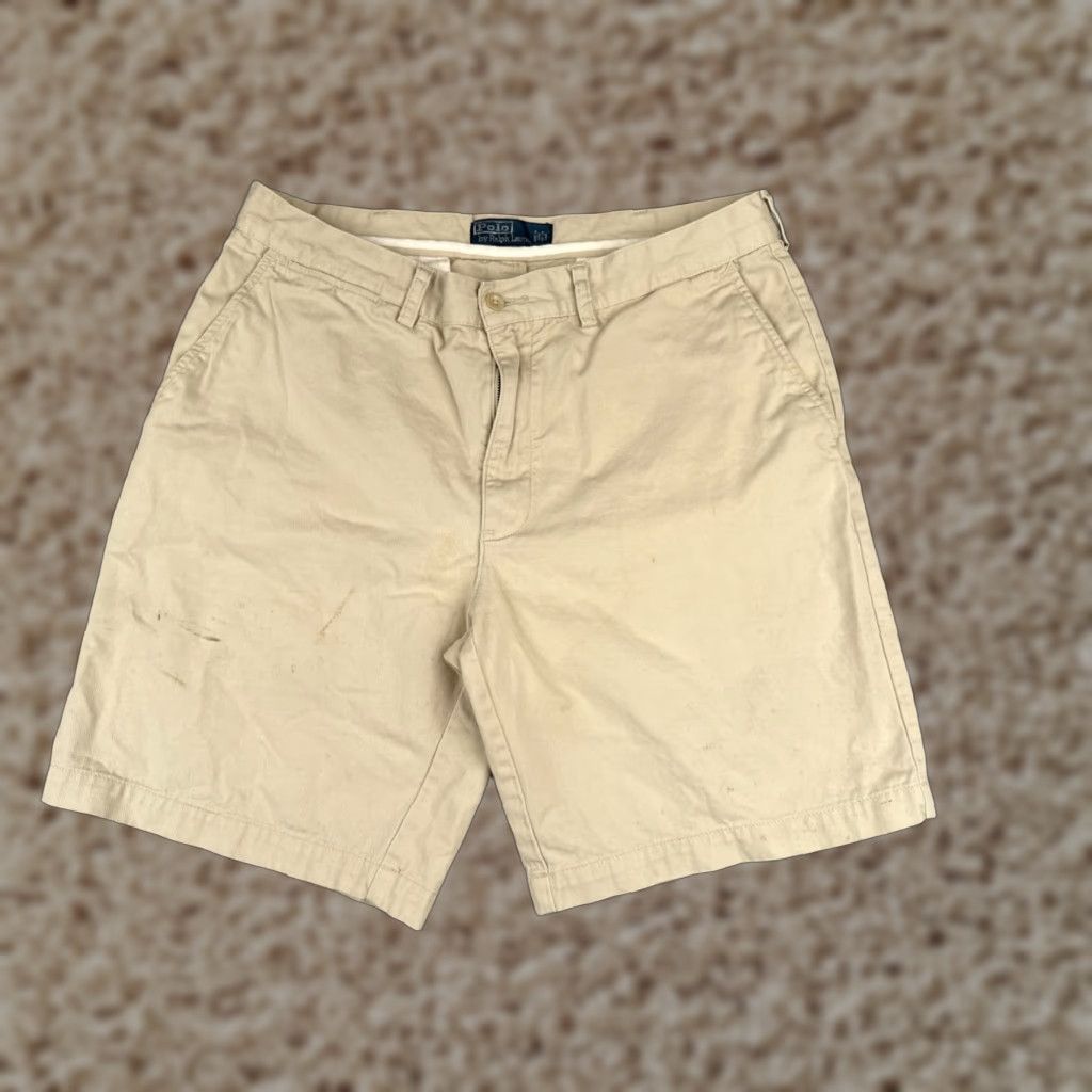 Polo Ralph Lauren VINTAGE Polo Ralph Lauren Shorts Men 36 Beige Chino Zip Fly 100% Cotton Classic Seasonal Casual Workwear Mens Size US M / EU 48-50 / 2 - 1 Thumbnail