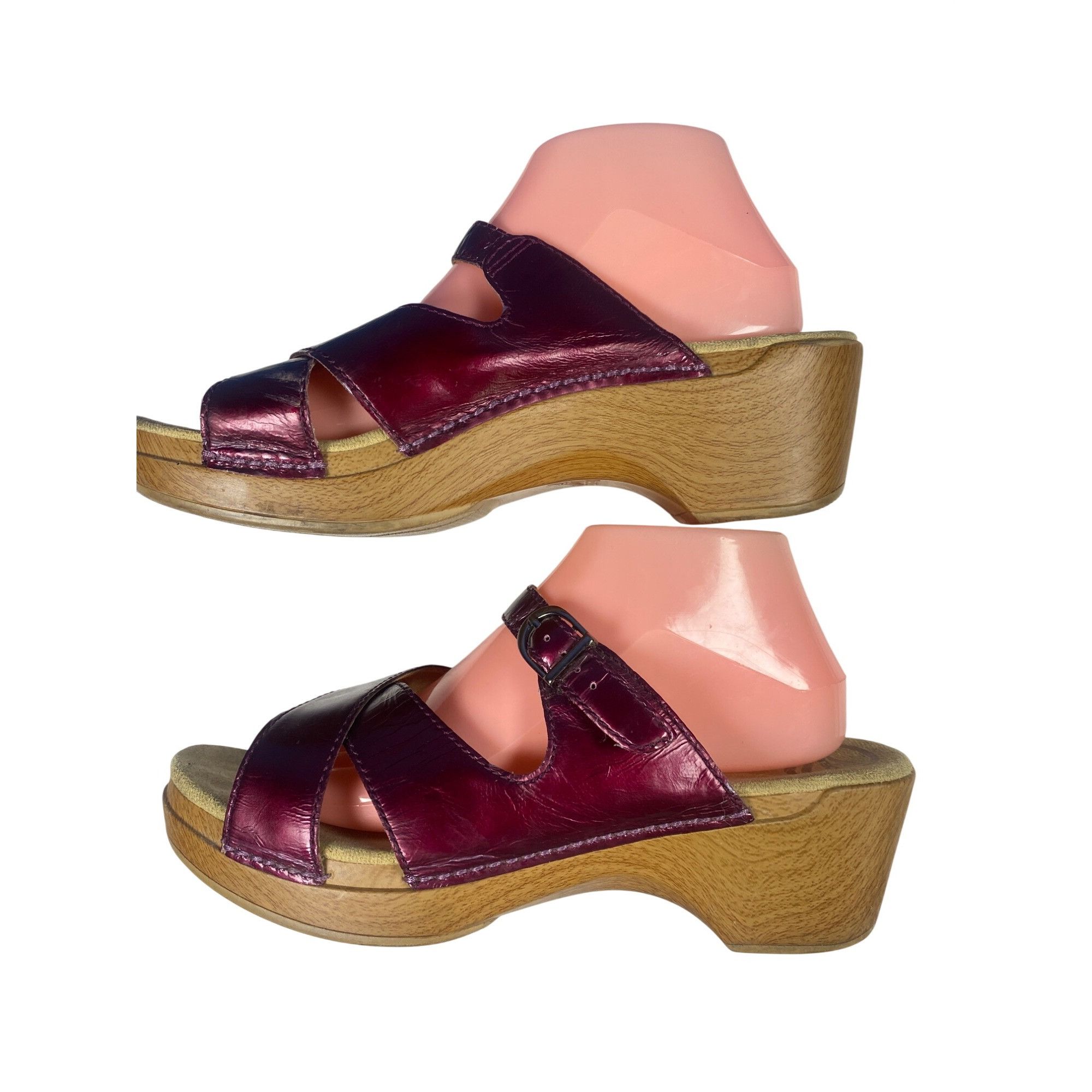 Dansko Dansko Sela Womens 41Sandals Eggplant Burgandy Leather Clogs Size US 11 / IT 41 - 2 Thumbnail