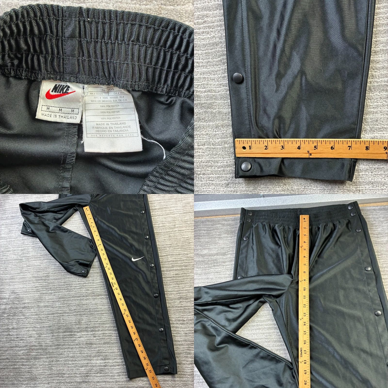 Nike VINTAGE Nike Pants Mens M Black Tear Away Shiny Dazzle Y2K Snap On Track Pants Size US 31 - 8 Thumbnail
