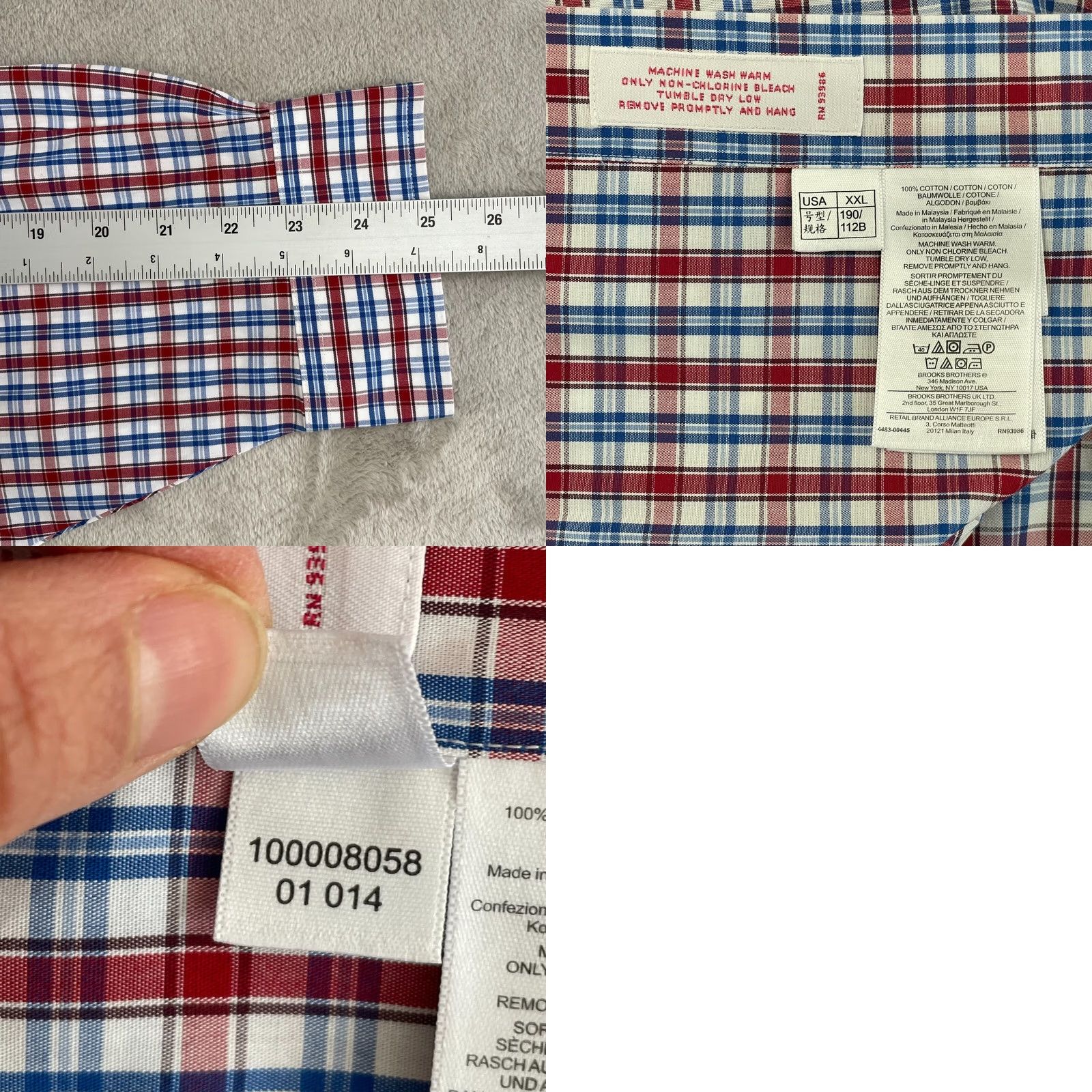 Brooks Brothers Brooks Brothers Shirt Men 2XL Red Blue White Plaid Non Iron Long Sleeve NWT Size US XXL / EU 58 / 5 - 8 Thumbnail