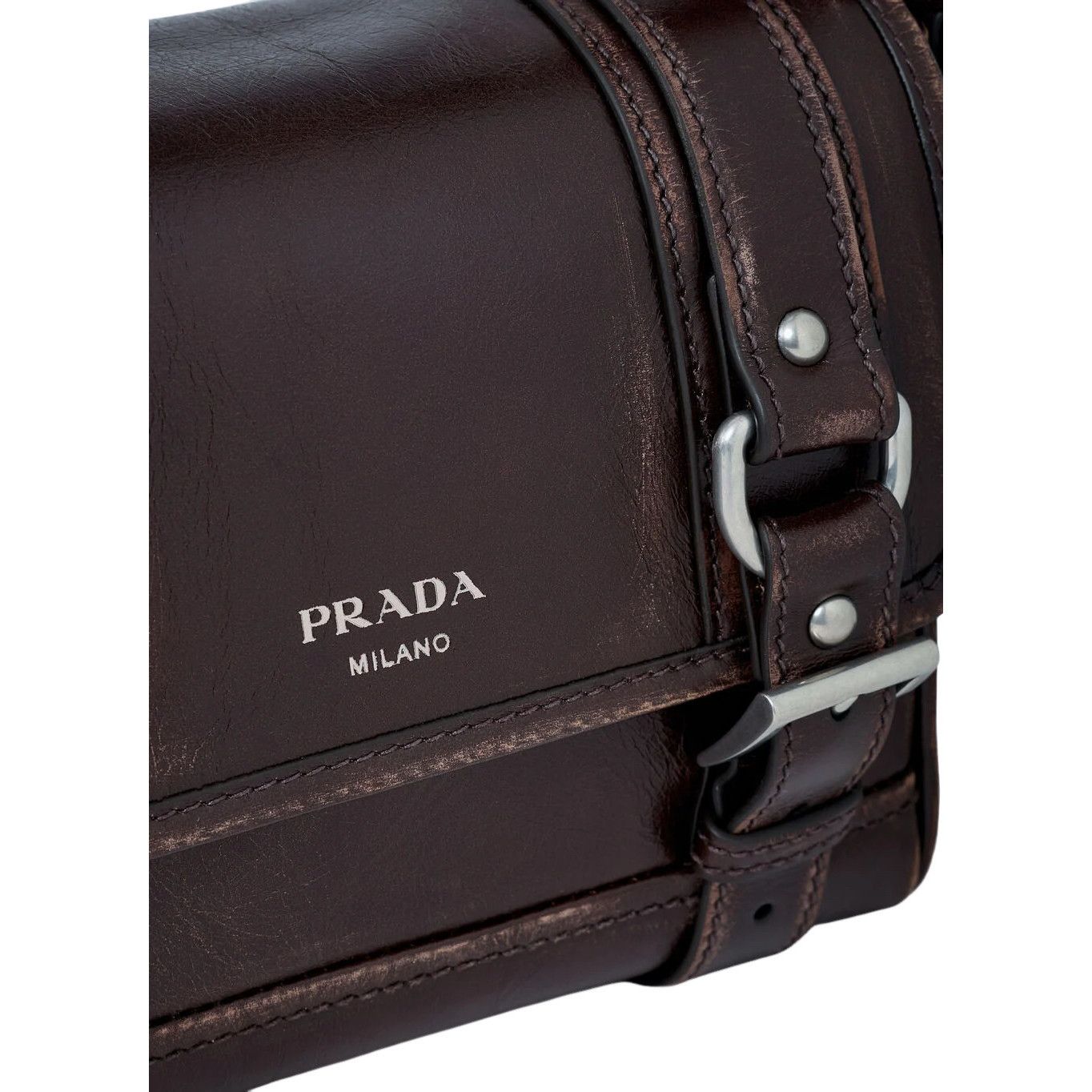 Prada PRADA Explore Dark Brown Leather Shoulder Bag New & Authenti Size ONE SIZE - 4 Thumbnail