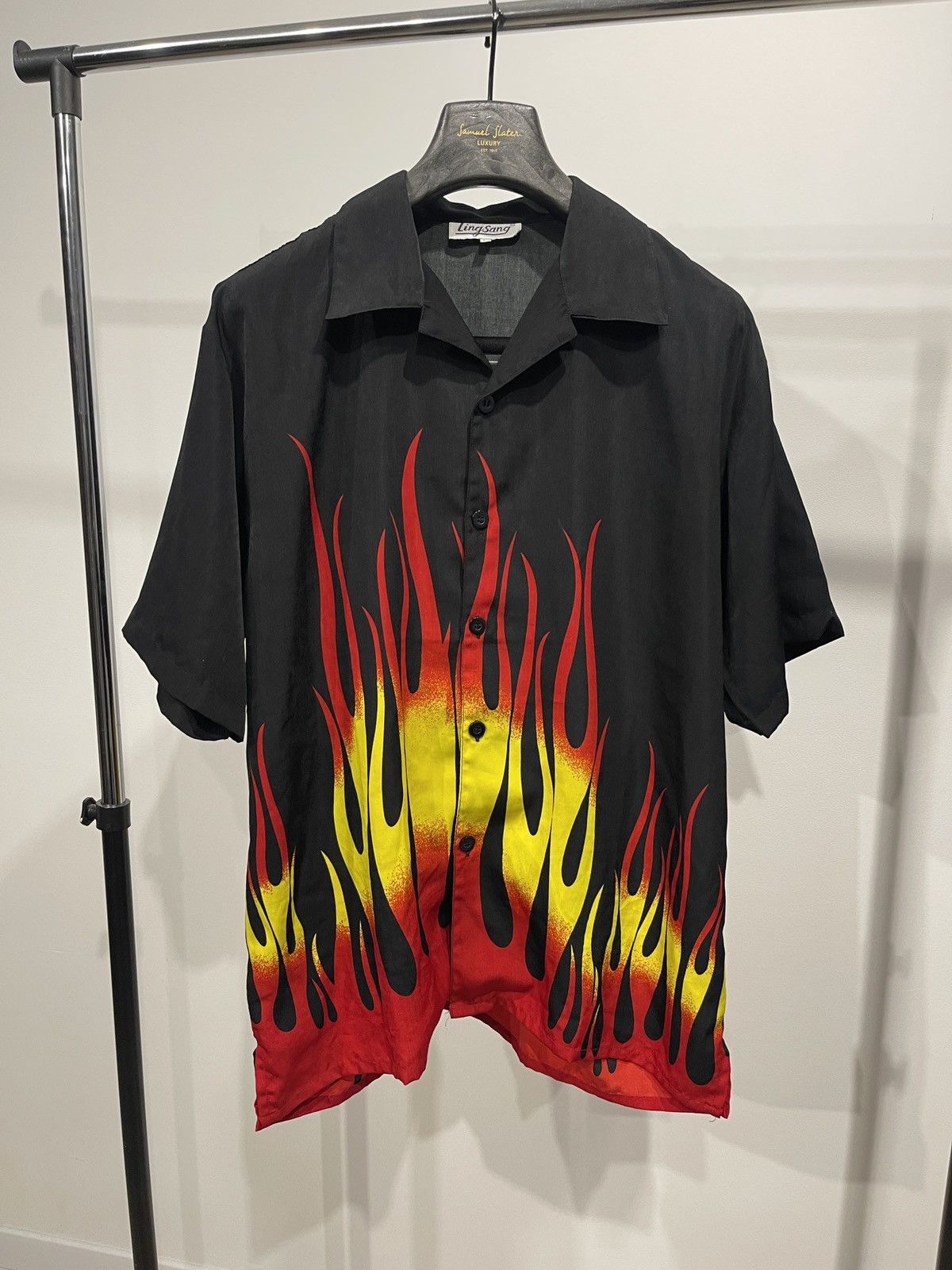 Vintage Vintage rare ling sang short-sleeved shirt with flame print Size US L / EU 52-54 / 3 - 1 Thumbnail