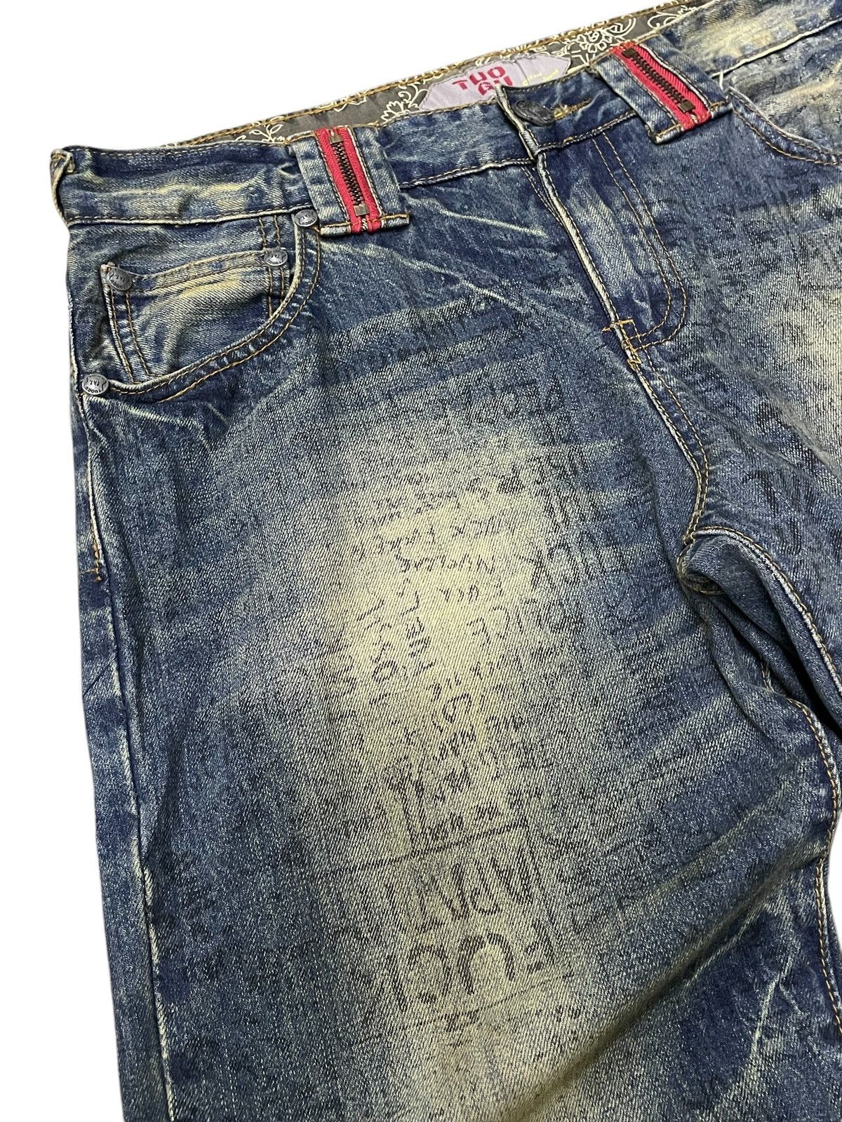 GOSTAR DE FUGA × Hysteric Glamour × Japanese Brand TuoGu Poems Muddy Wash Embroidered Jeans Size US 30 / EU 46 - 11 Thumbnail