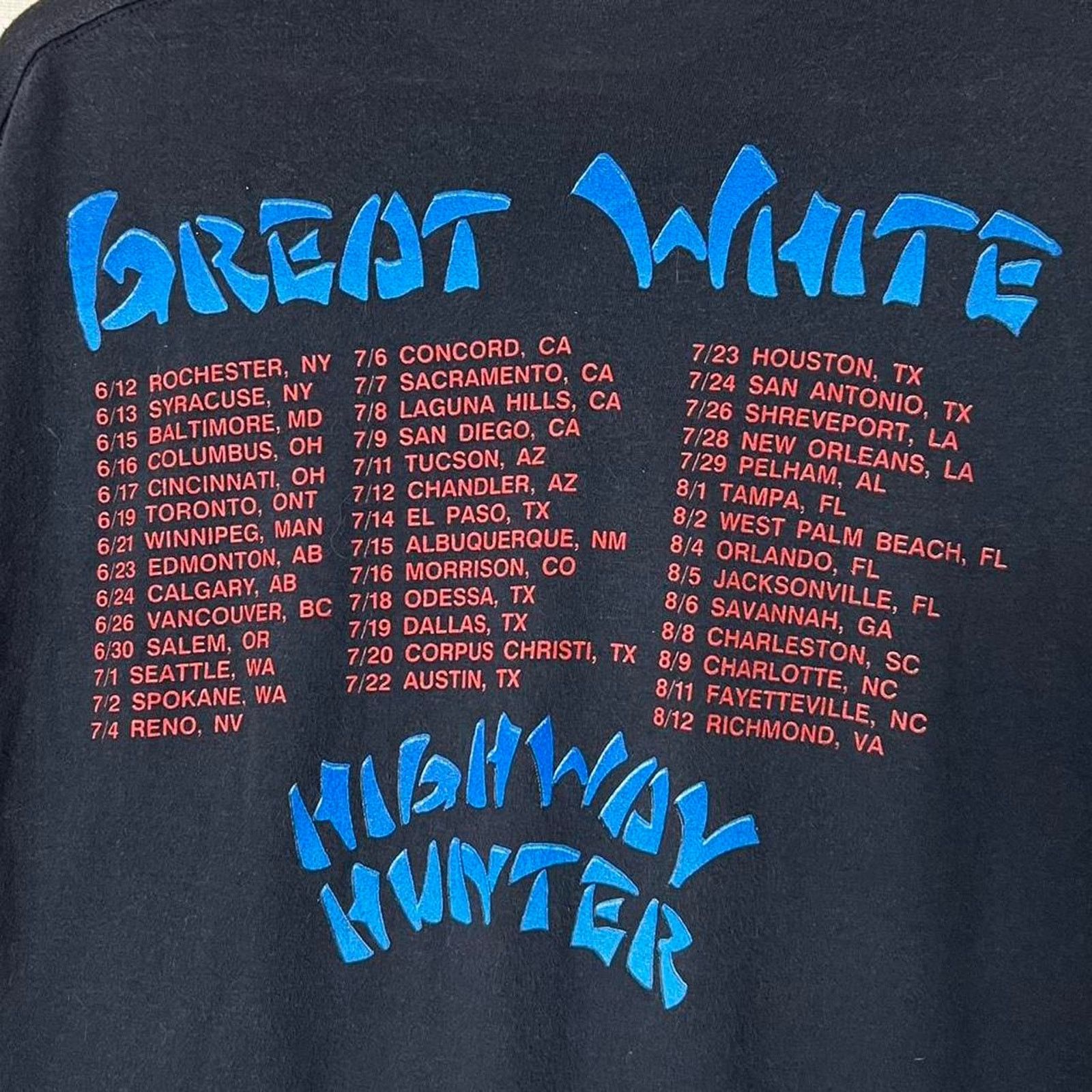 Vintage 1989 Great White Highway Hunter Tour T-Shirt | Vintage | XL Size US XL / EU 56 / 4 - 7 Thumbnail